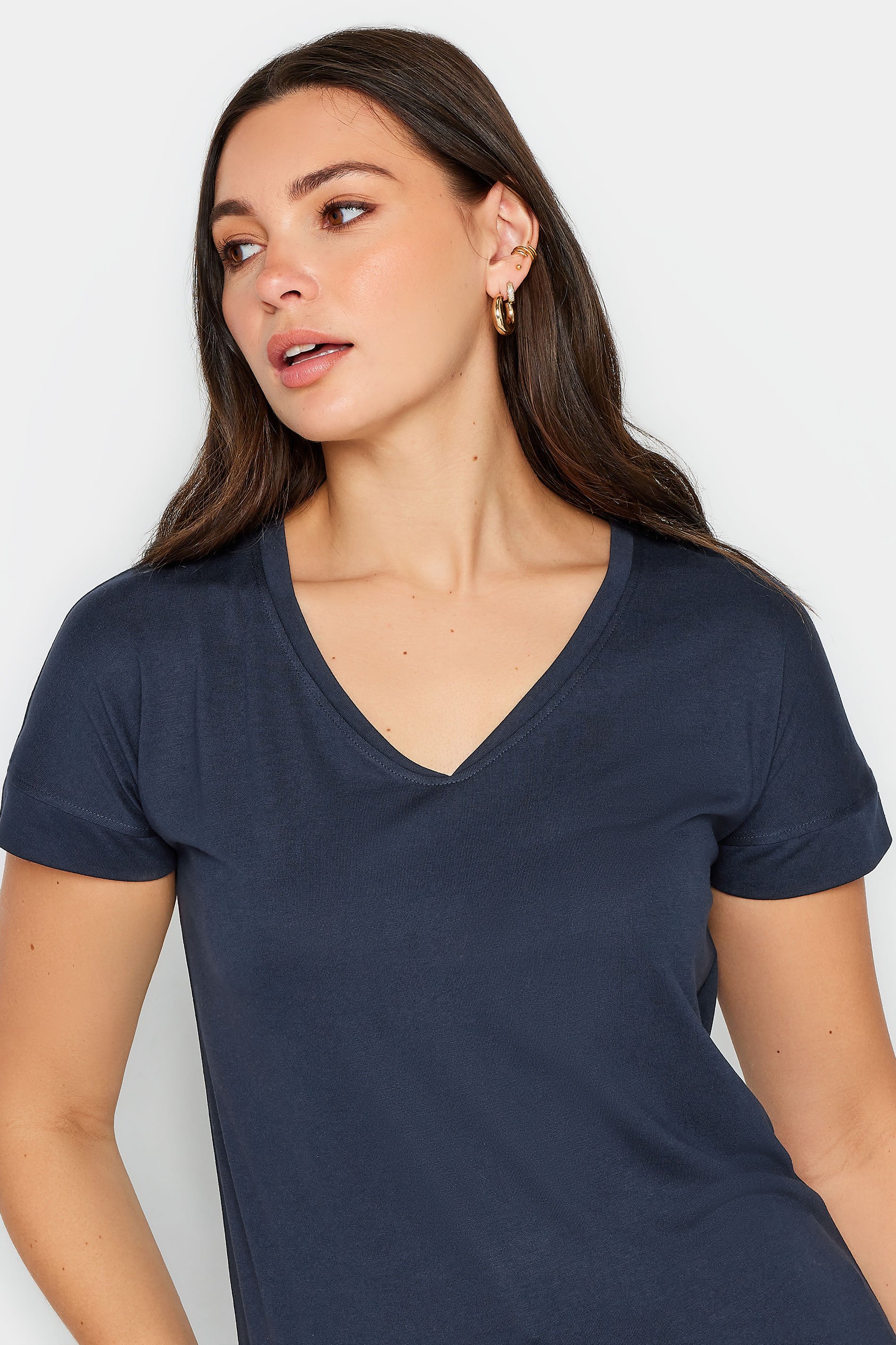LTS PREMIUM Tall Womens Navy Blue V-Neck T-Shirt | Long Tall Sally
