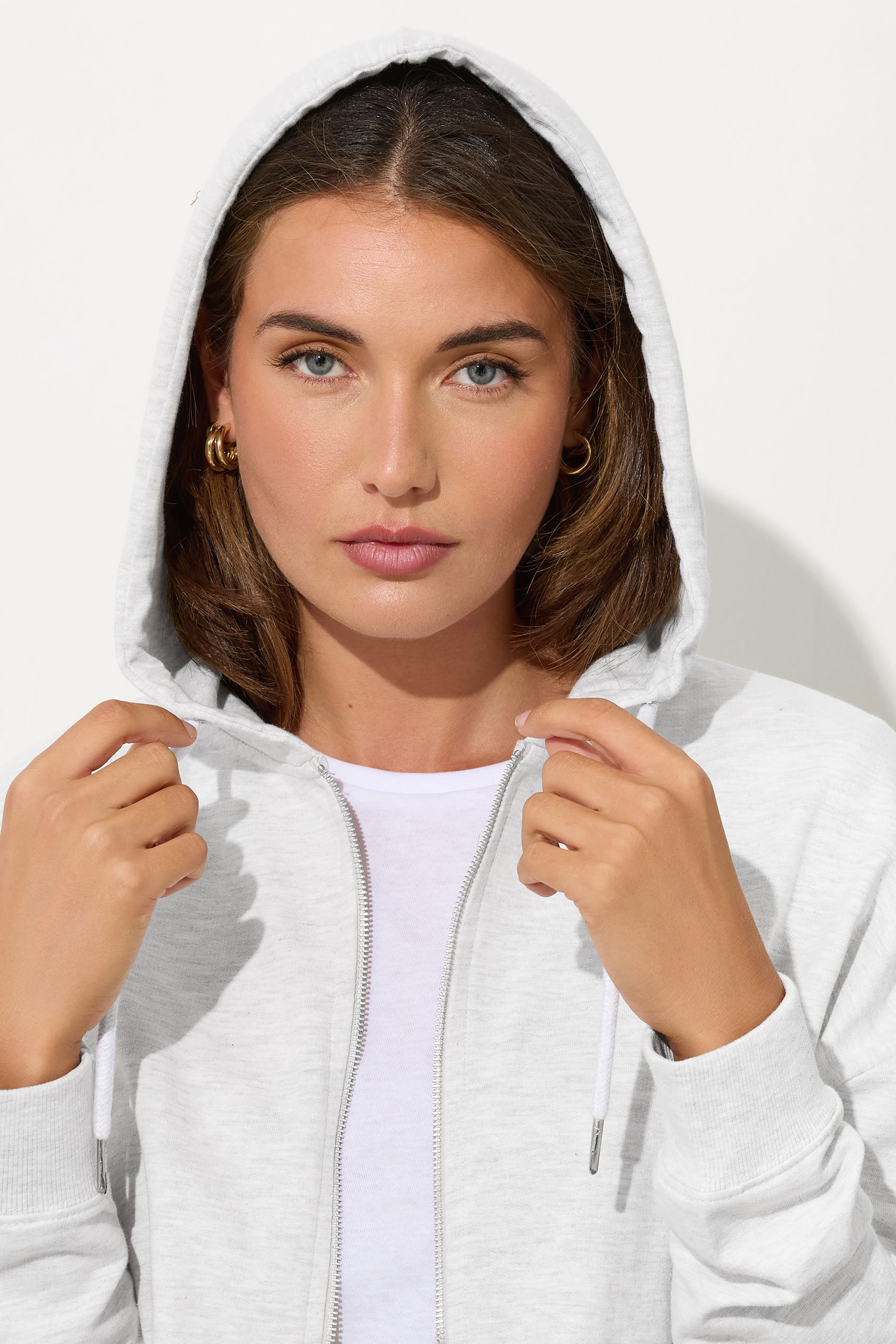 LTS Tall Light Grey Zip Through Pocket Hoodie | Long Tall Sally  4