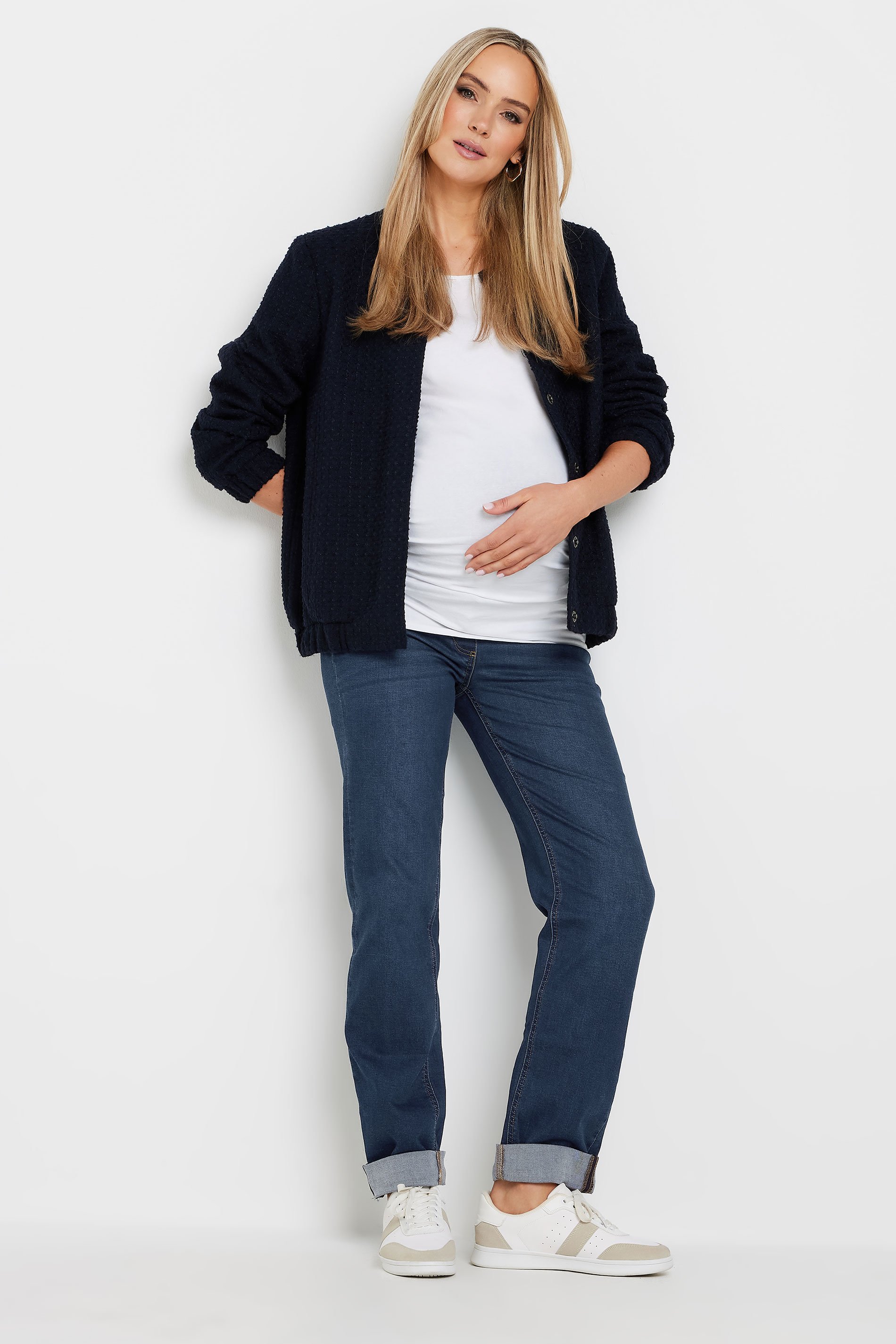 LTS Tall Maternity Dark Blue Turn Up Straight Leg Jeans | Long Tall Sally 1
