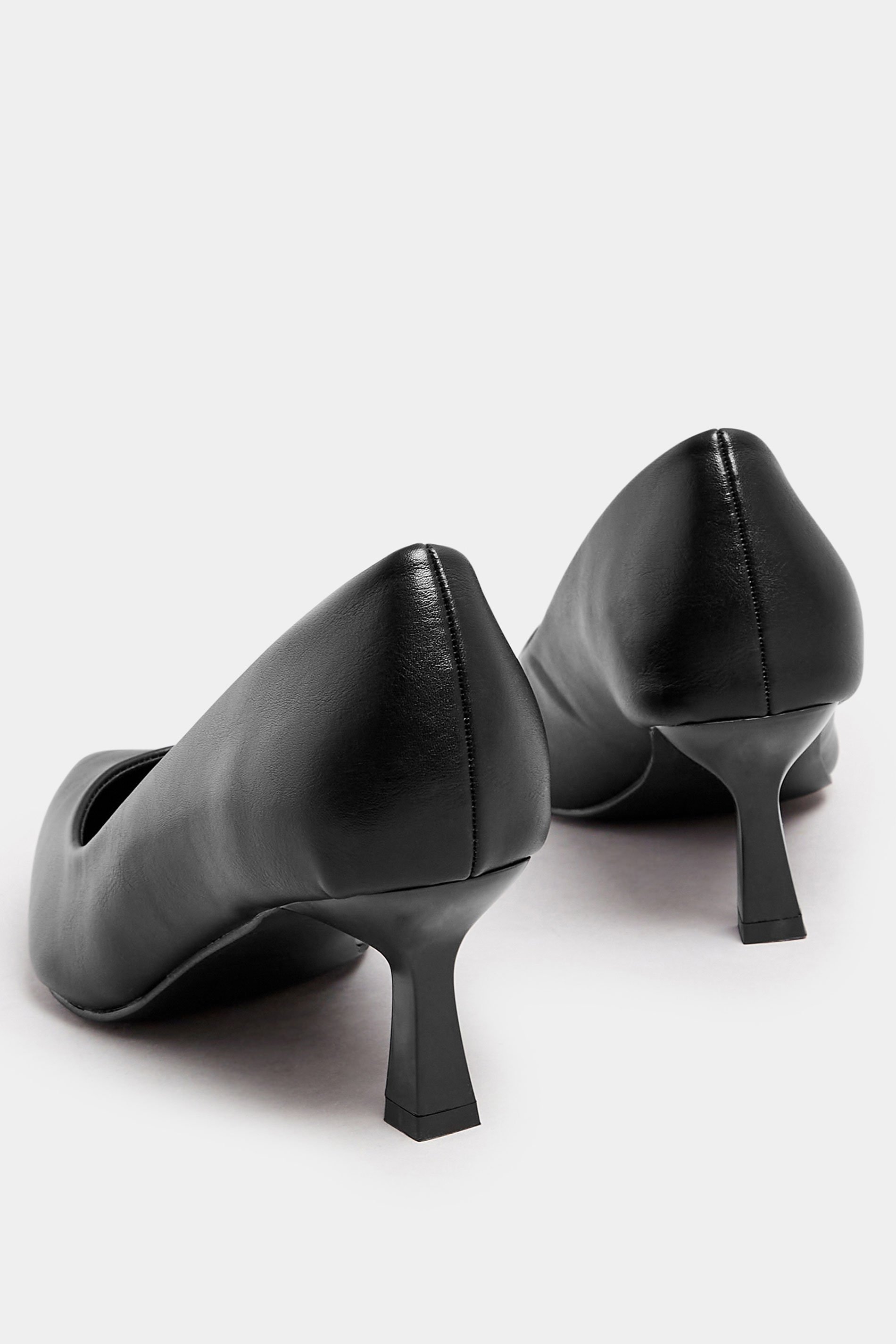Black Faux Leather Point Court Shoes In Extra Wide EEE Fit | Yours Clothing  5