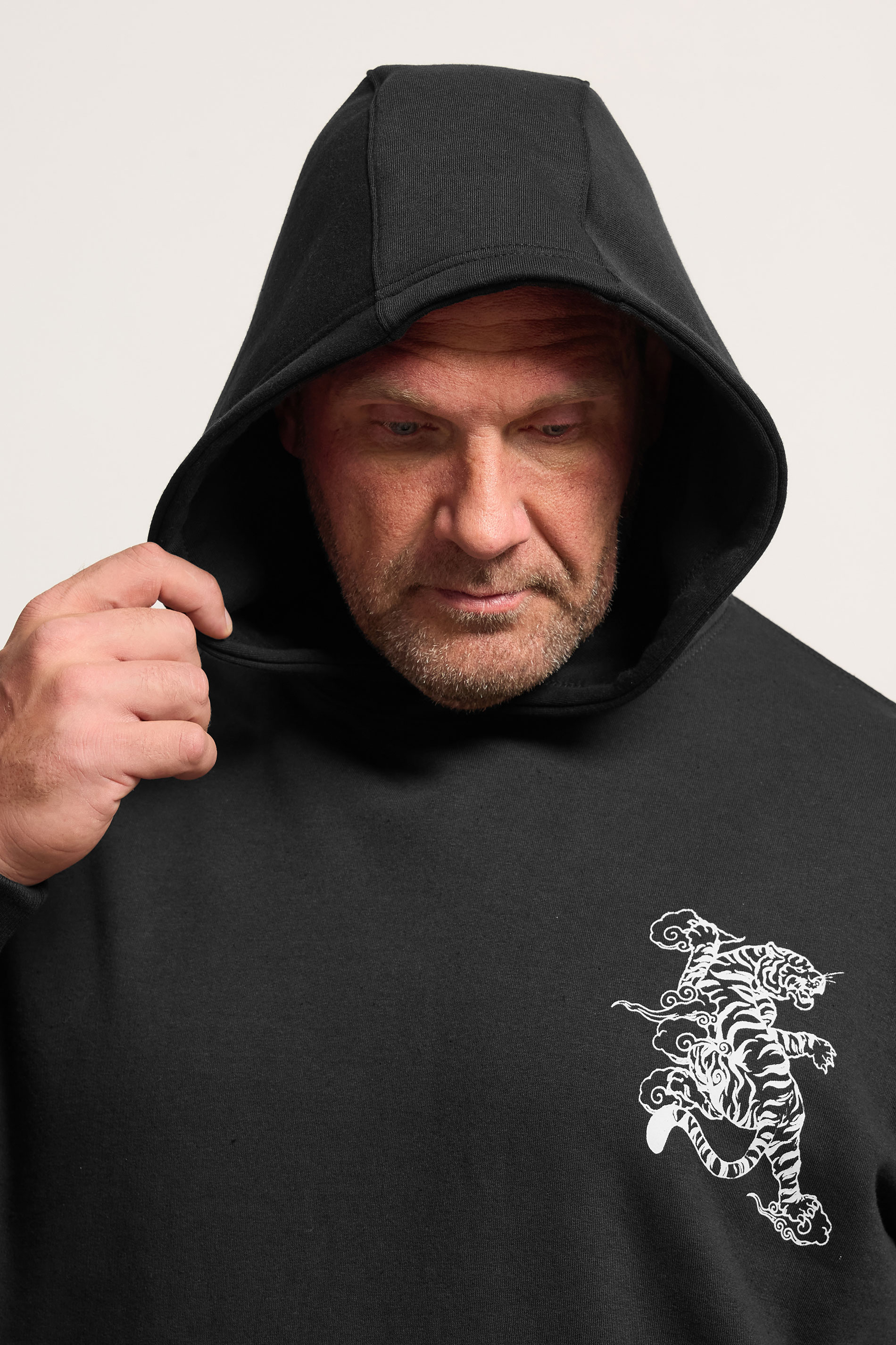 BadRhino Big & Tall Black Tiger Graphic Print Hoodie | BadRhino 4