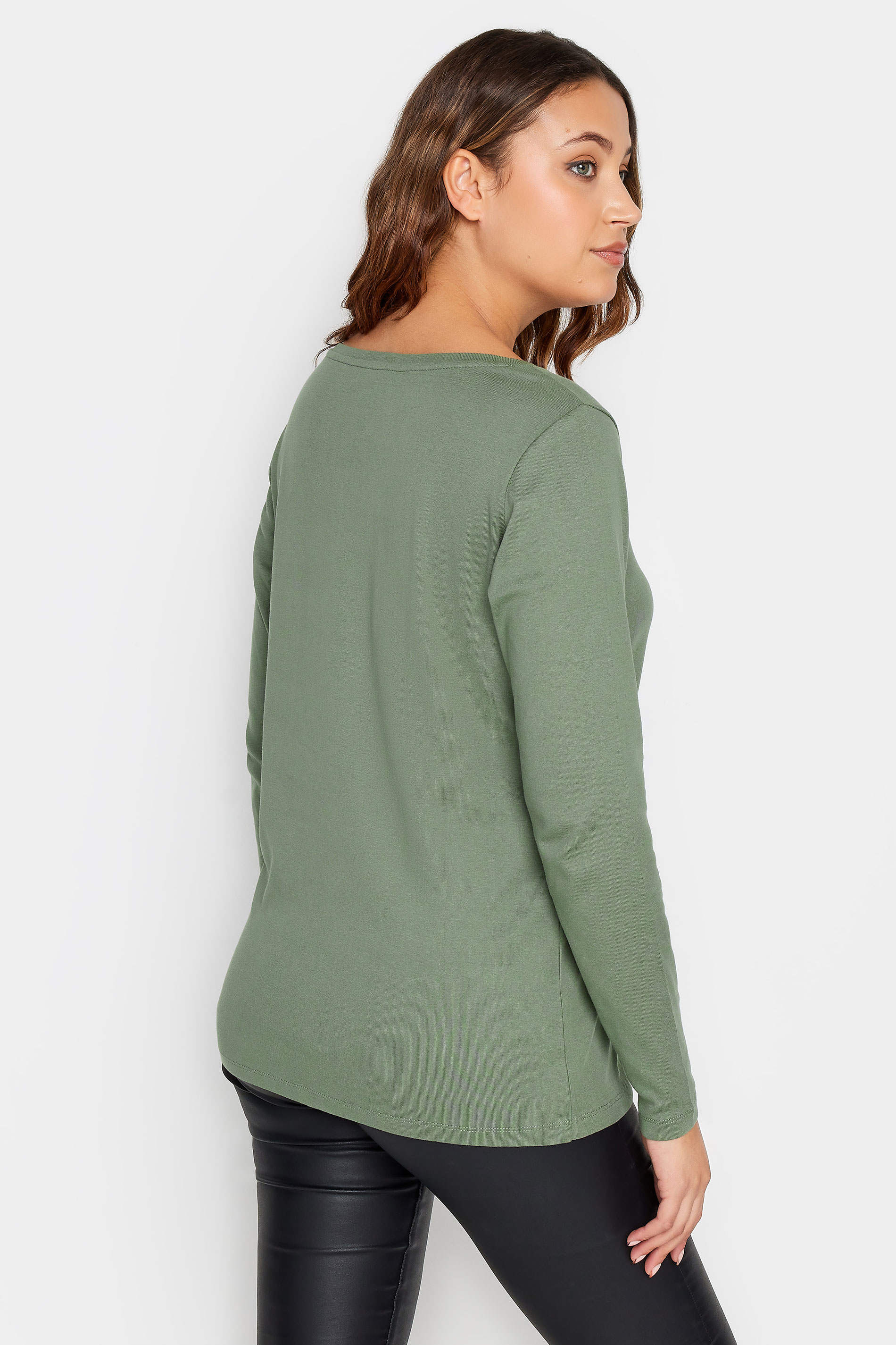 LTS Tall Khaki Green Long Sleeve Cotton T-Shirt | Long Tall Sally  3