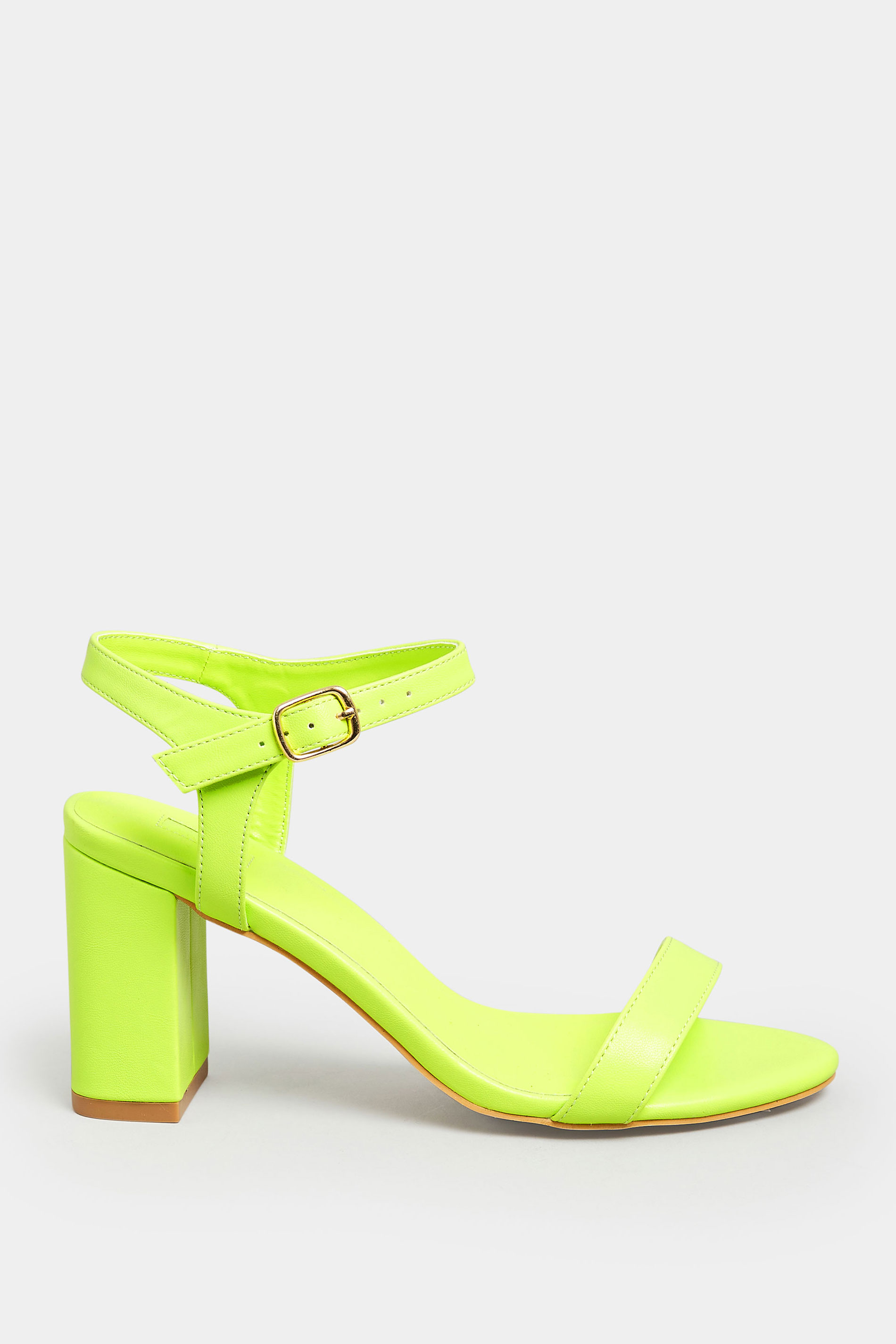 LIMITED COLLECTION Lime Green Block Heel Sandal In Wide E Fit & Extra Wide Fit | Yours Clothing 3