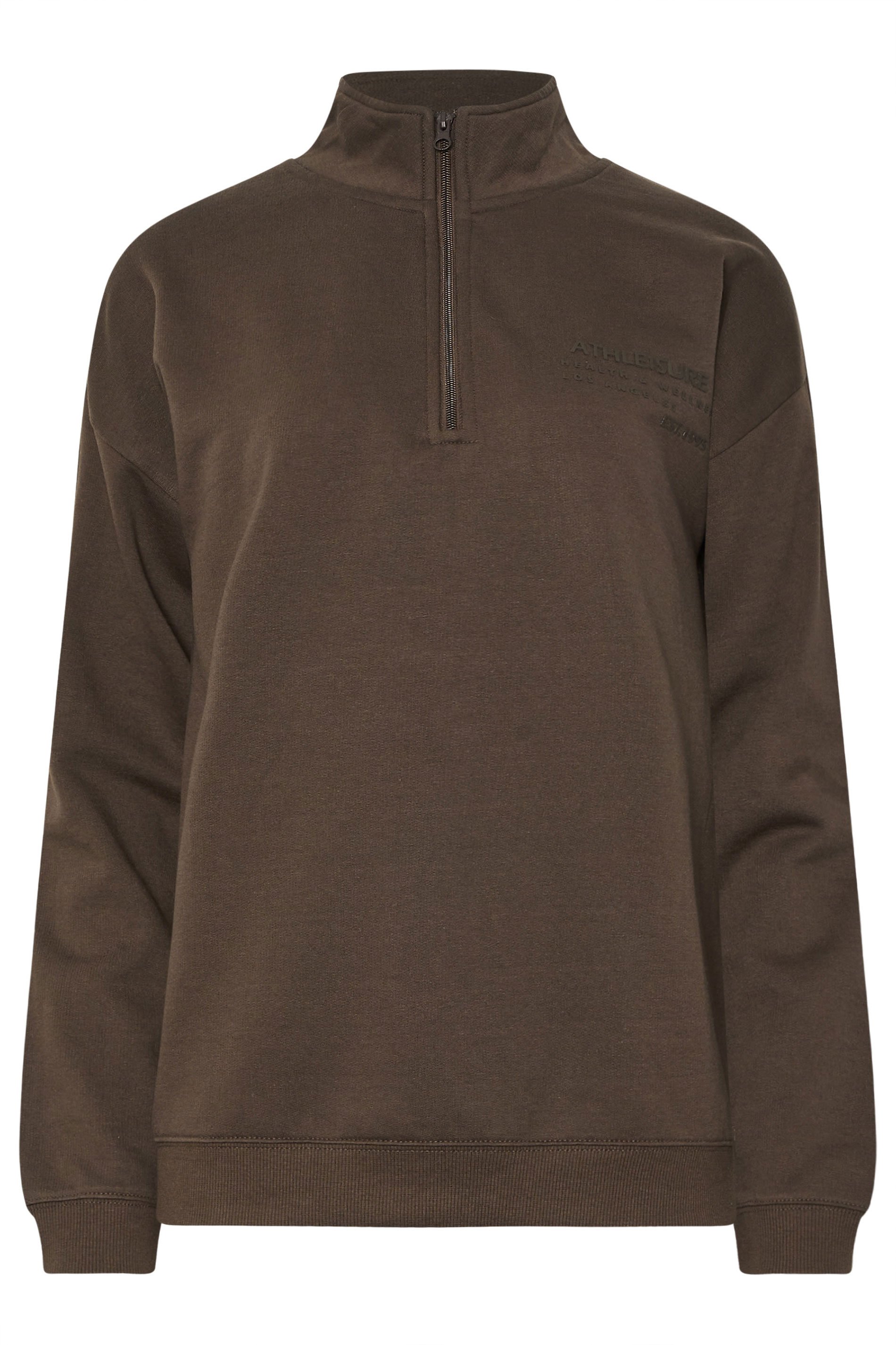 LTS Tall Women's Chocolate Brown Slogan Zip Sweatshirt | Long Tall Sally 6