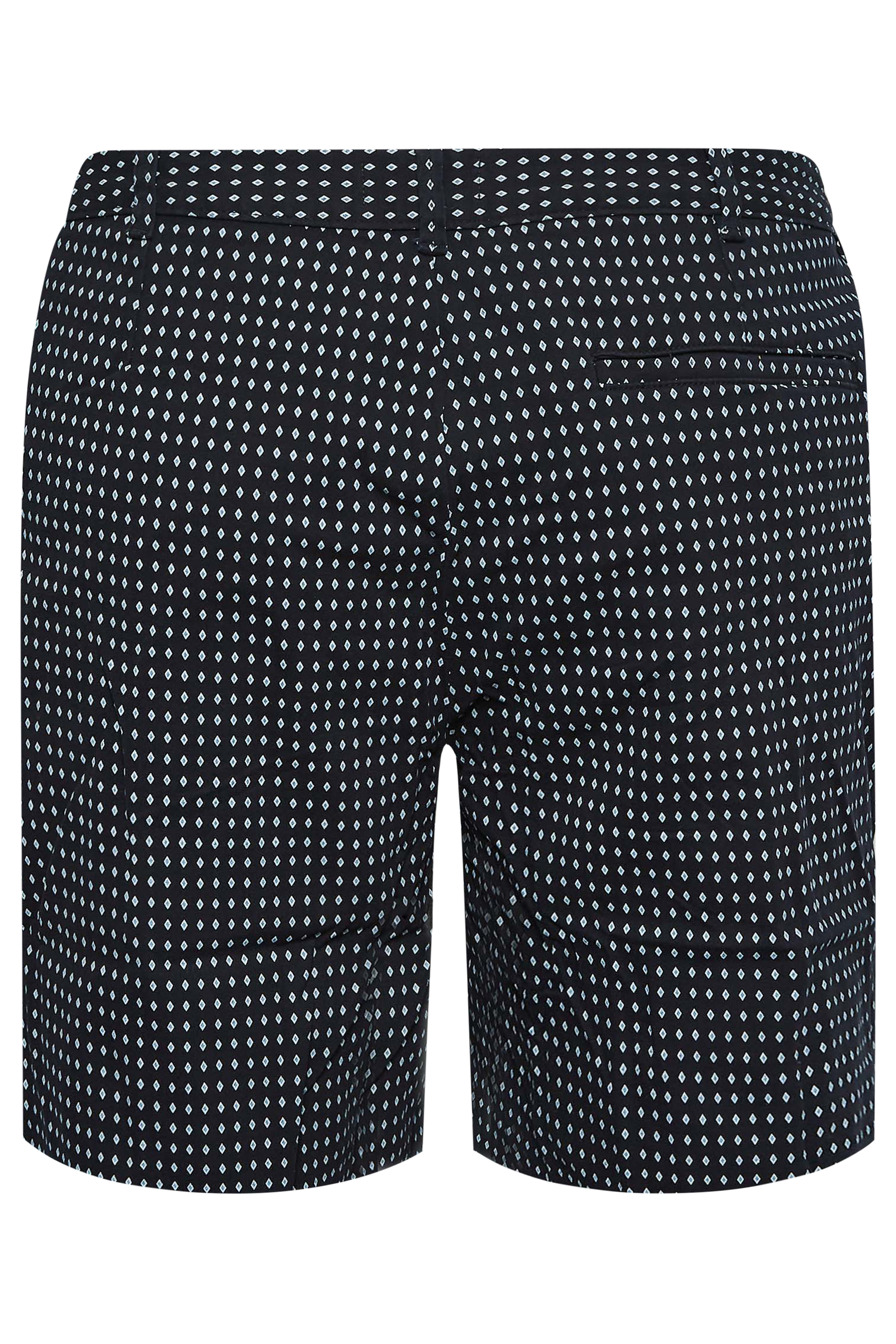 BadRhino Big & Tall Navy Blue Diamond Print Stretch Chino Shorts | BadRhino 5