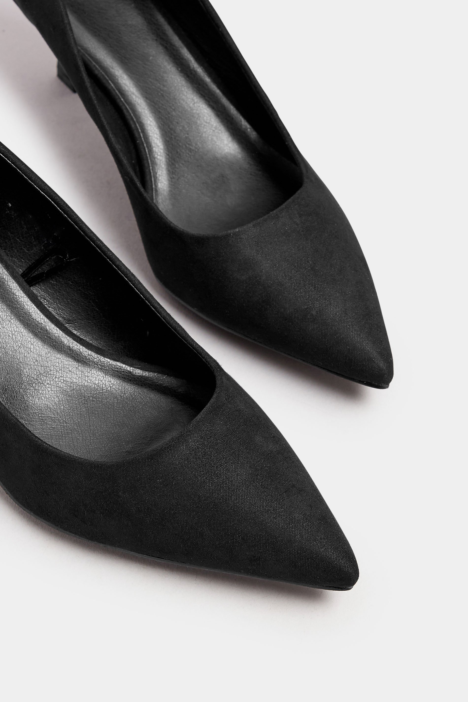 Black Faux Suede Point Court Shoes In Extra Wide EEE Fit | Yours Clothing  6