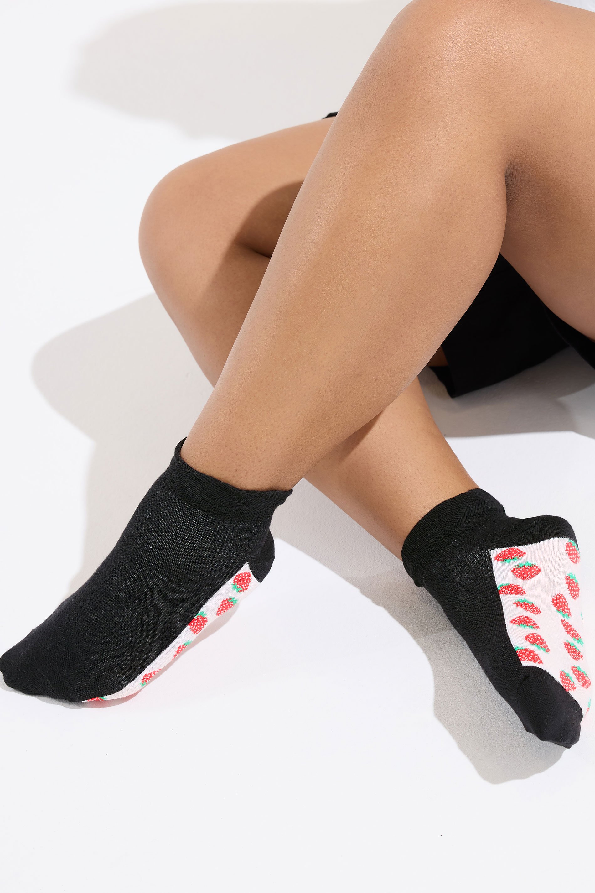 YOURS 4 PACK Plus Size Black Mixed Fruit Trainer Liner Socks | Yours Clothing 2