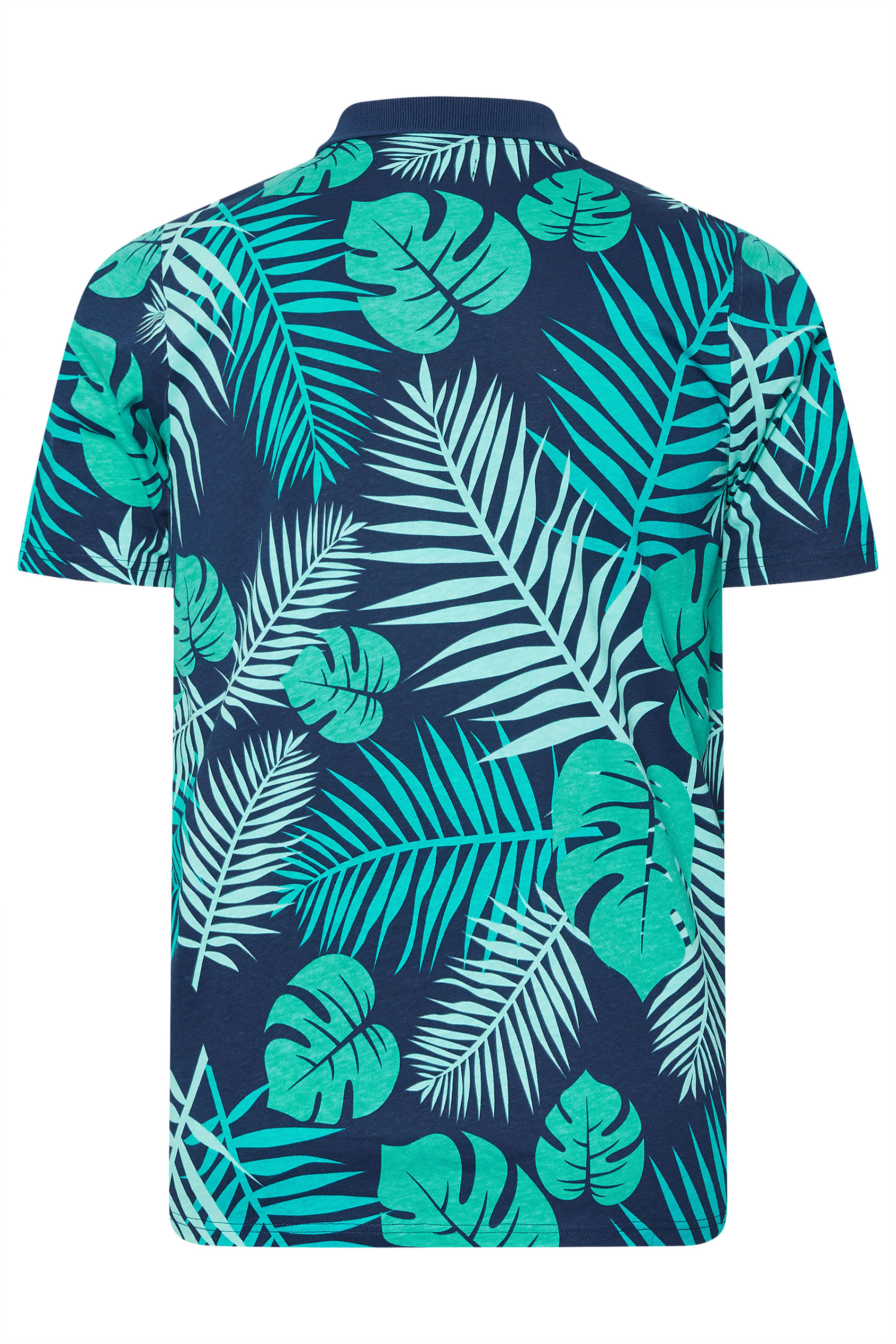 BadRhino Big & Tall Navy Blue Leaf Print Polo Shirt | BadRhino 8