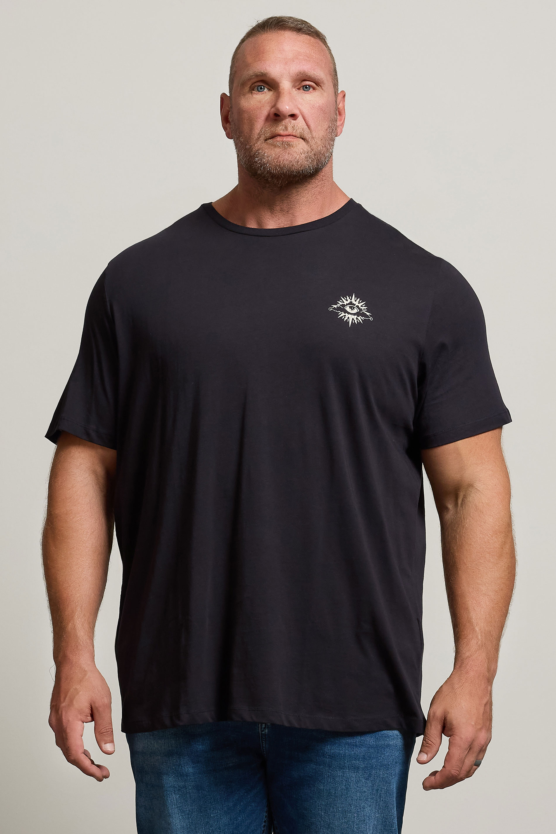 JACK & JONES Big & Tall Black 'Eye' Print T-Shirt | BadRhino 1