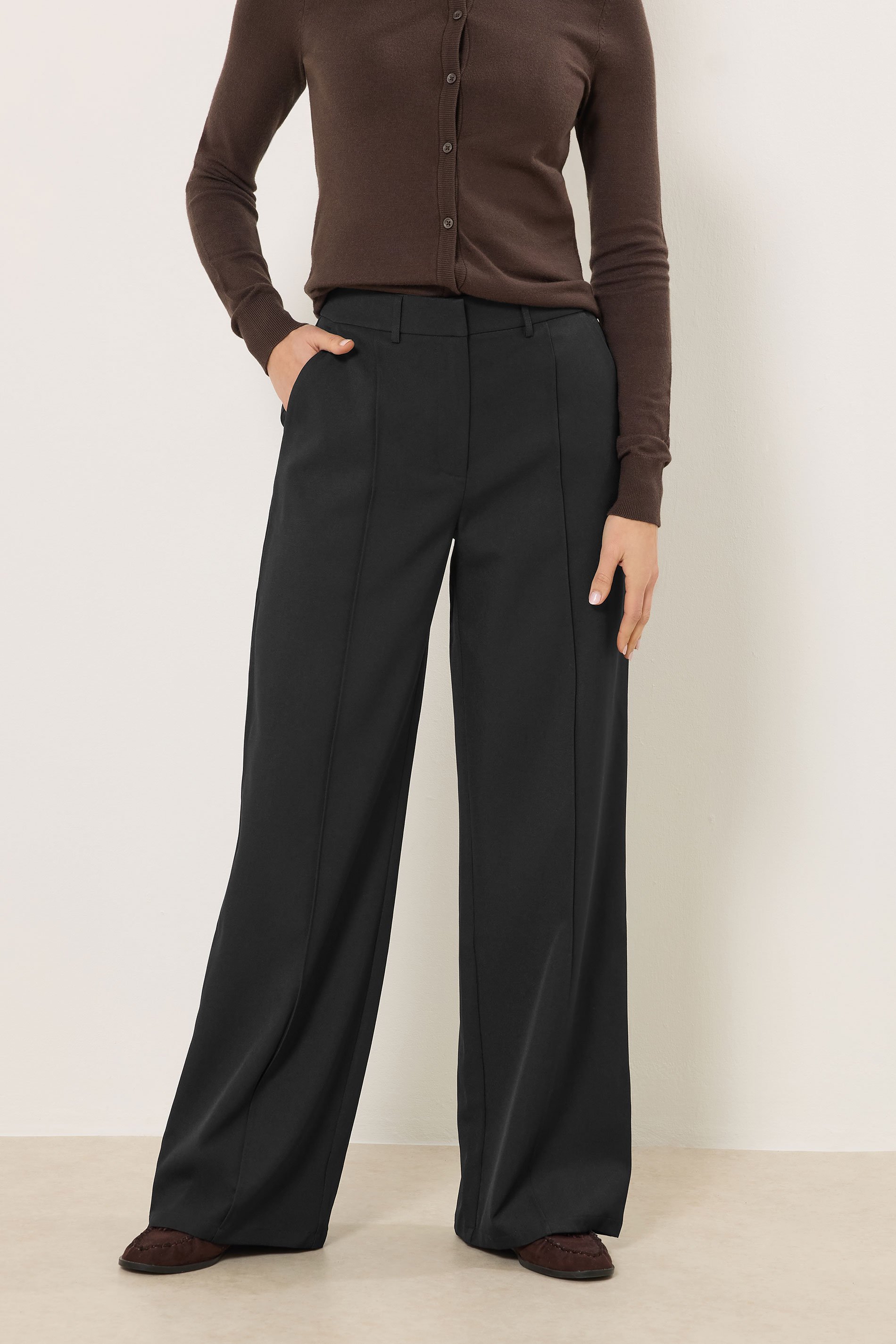 LTS Tall Women's Black Seam Front Wide Leg Trousers | Long Tall Sally 2