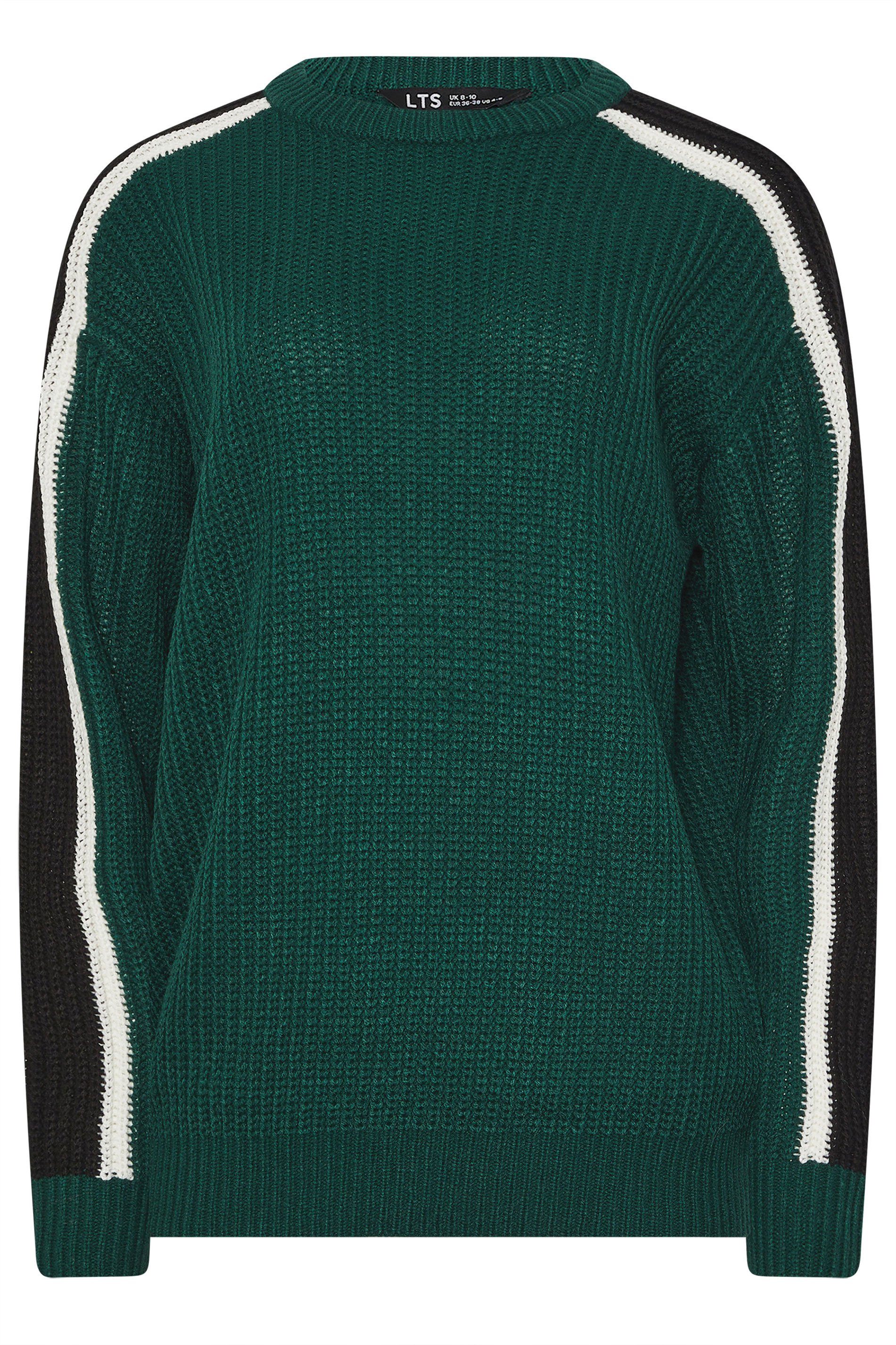 LTS Tall Green Sleeve Stripe Knitted Jumper | Long Tall Sally 5