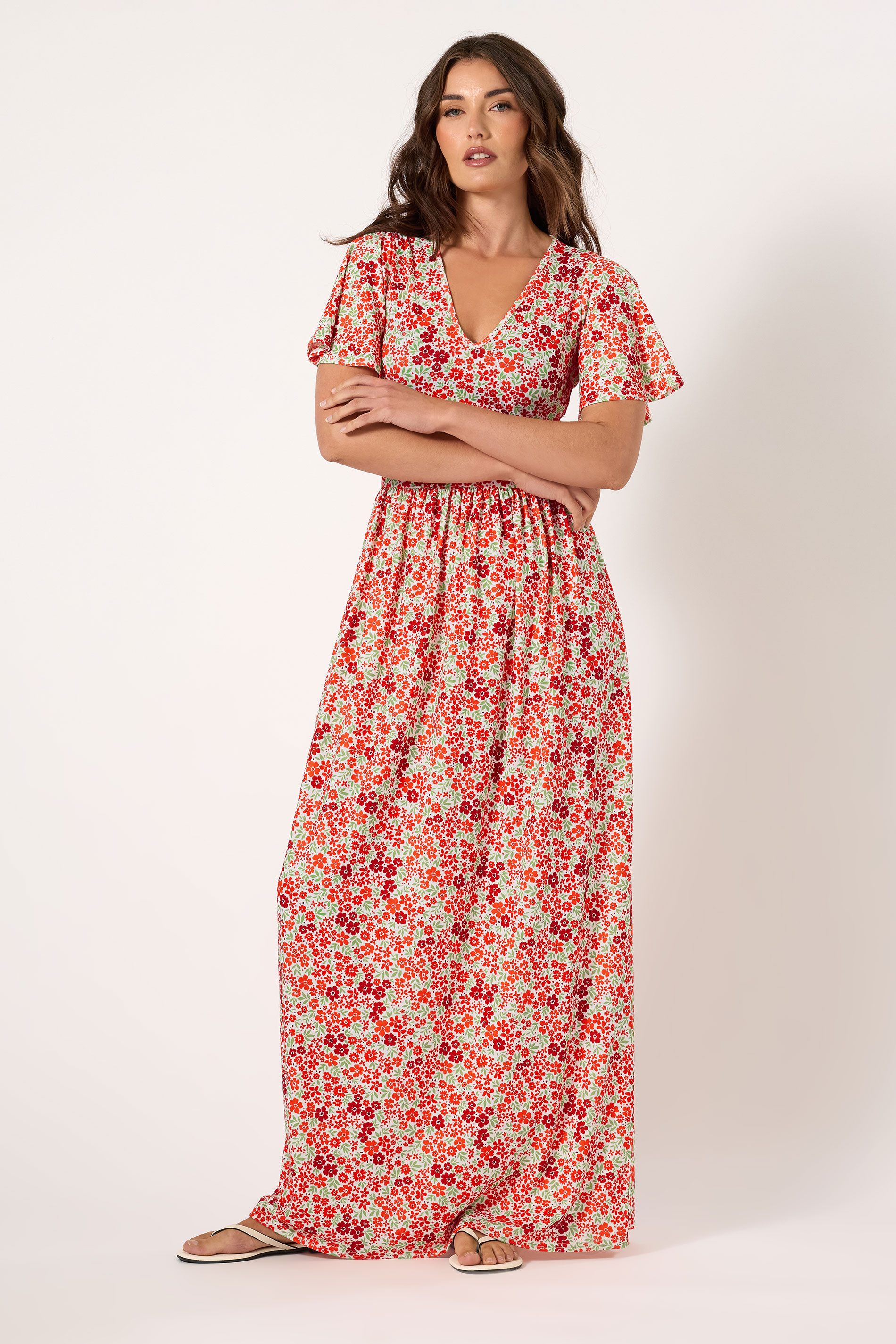 LTS Tall Red Ditsy Angel Sleeve Maxi Dress | Long Tall Sally 2