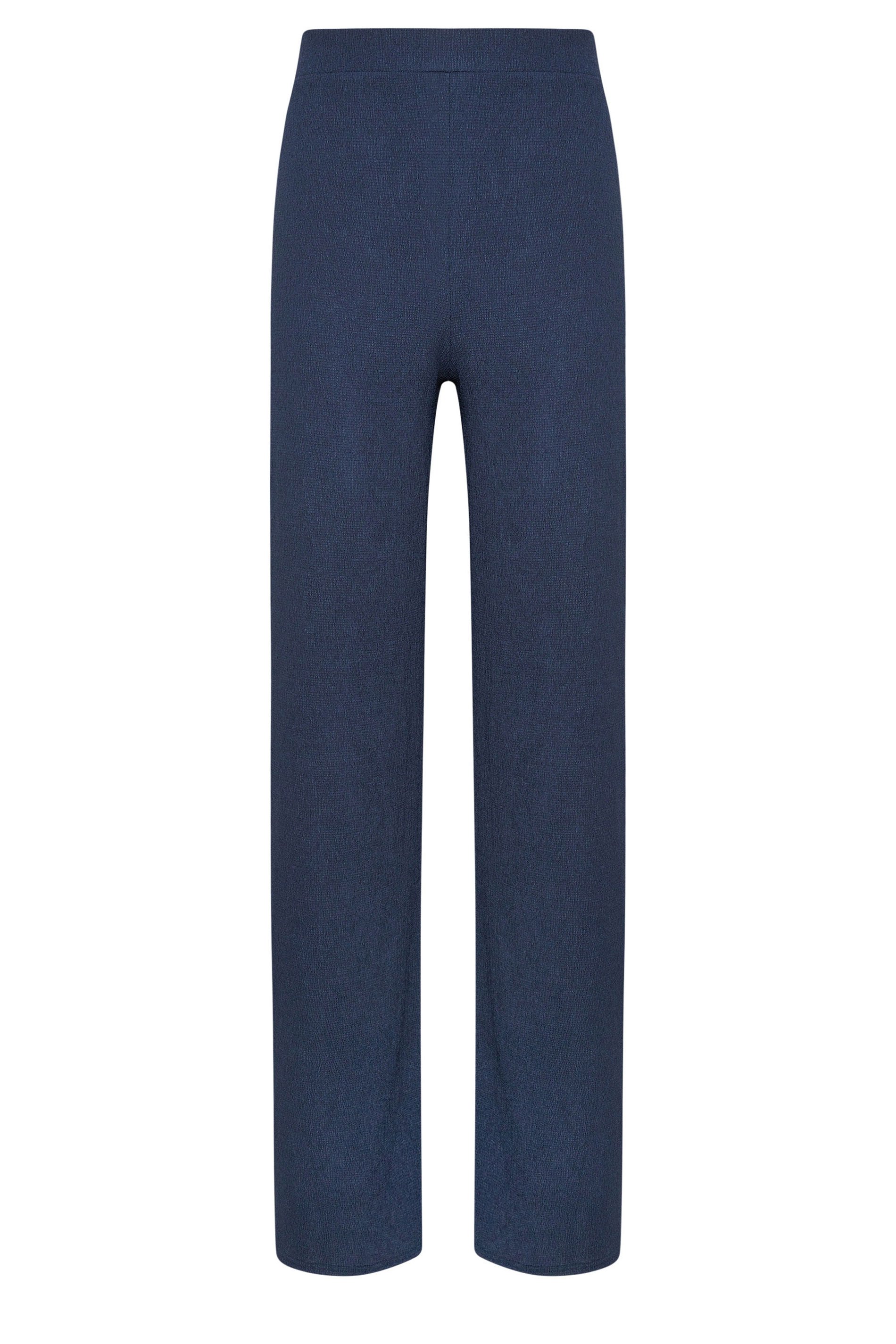 LTS Tall Navy Blue Wide Leg Textured Trousers | Long Tall Sally 5
