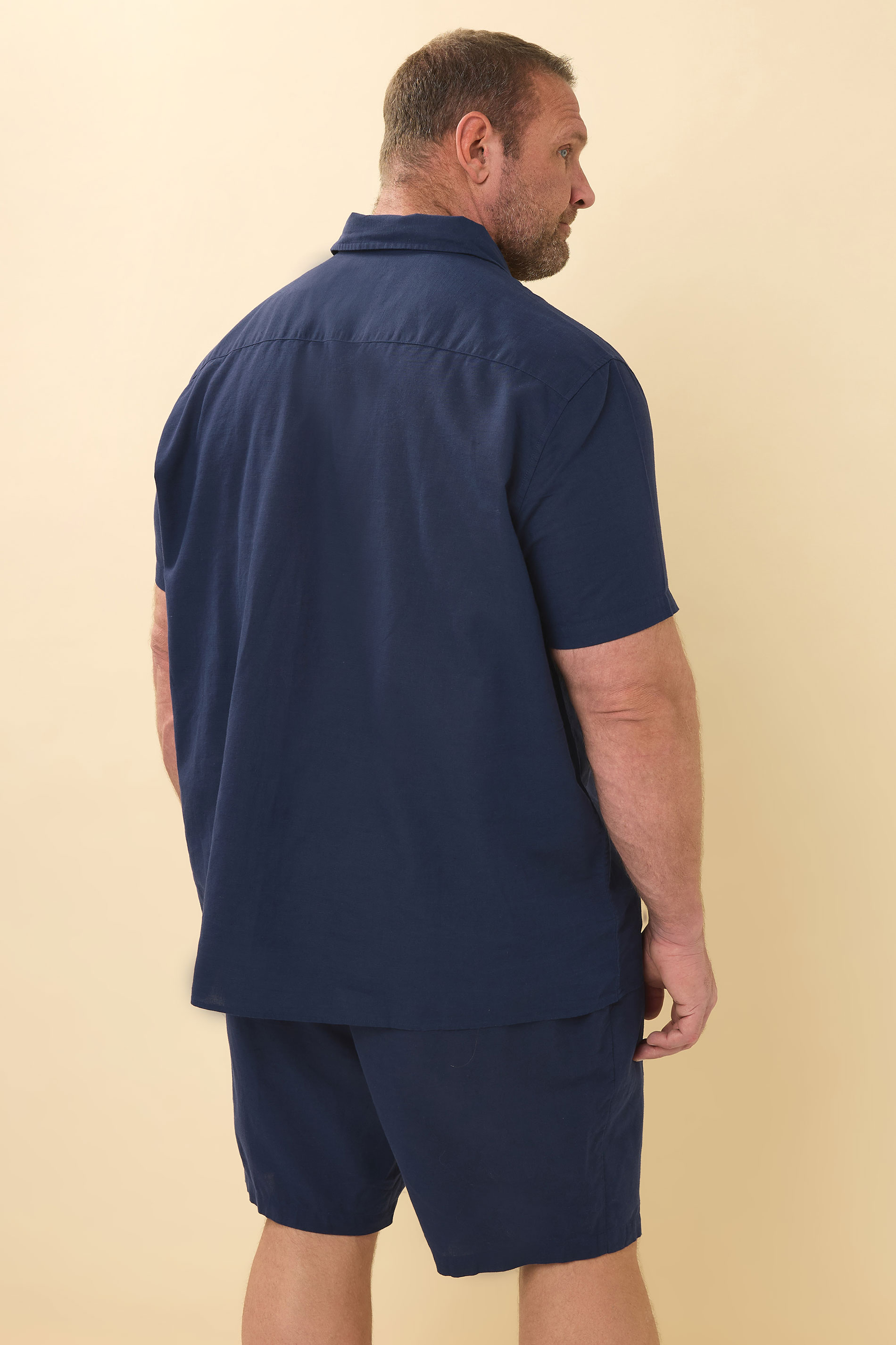 BadRhino Big & Tall Navy Blue Cotton Linen Mix Shorts | BadRhino 4