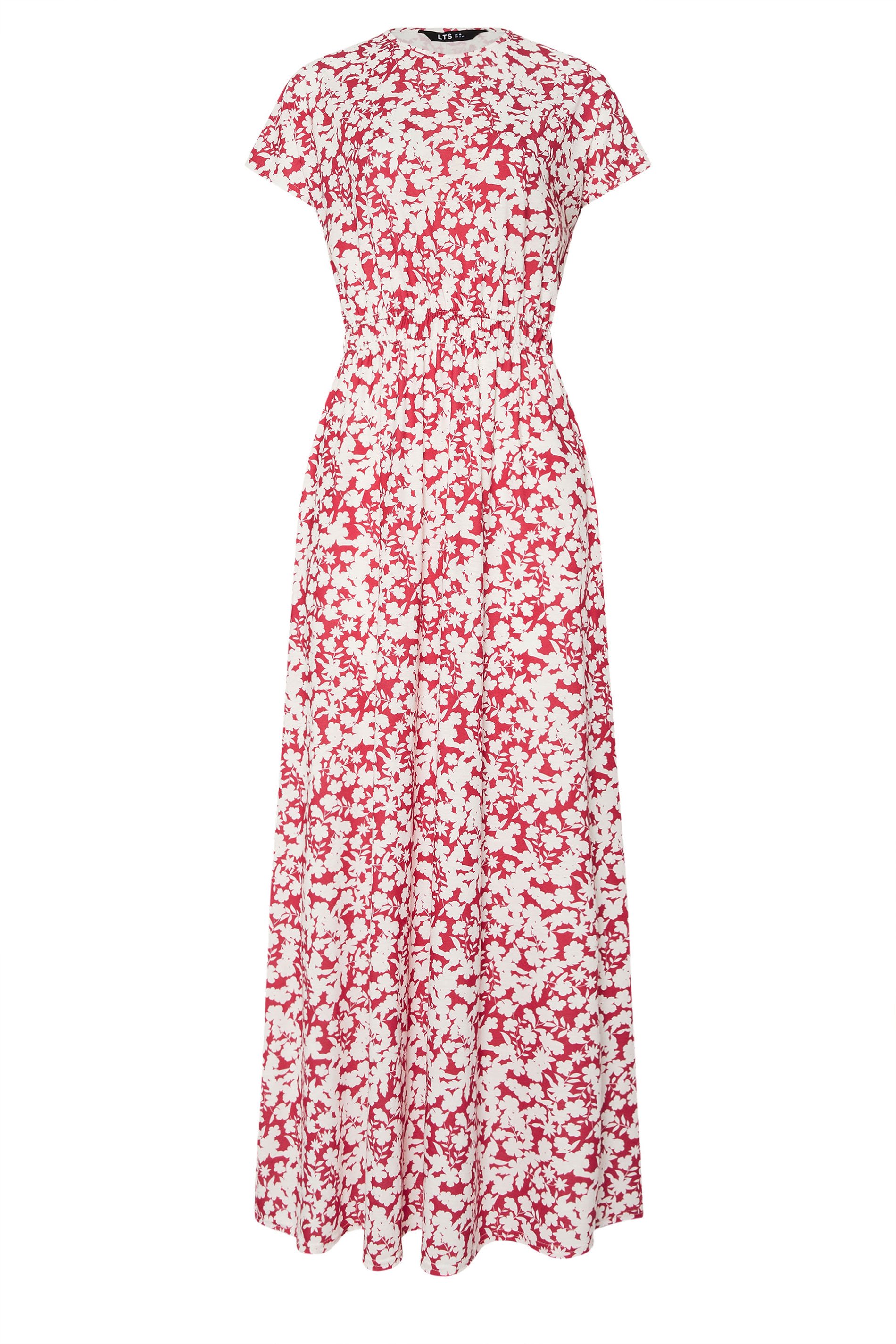 LTS Tall Red Ditsy Floral Shirred Waist Maxi Dress | Long Tall Sally 5