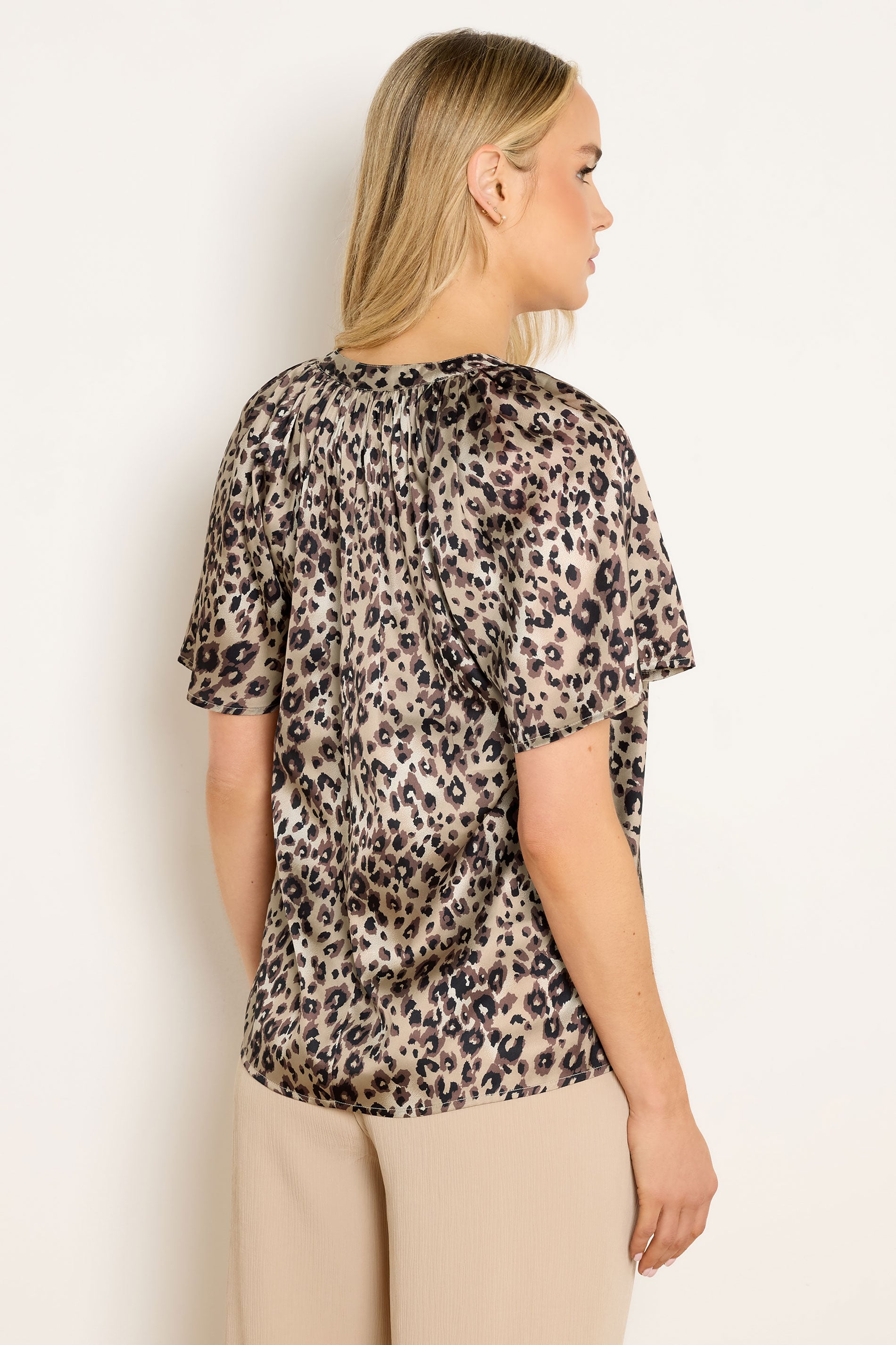 LTS Tall Women's Brown Leopard Print Satin Top | Long Tall Sally 2