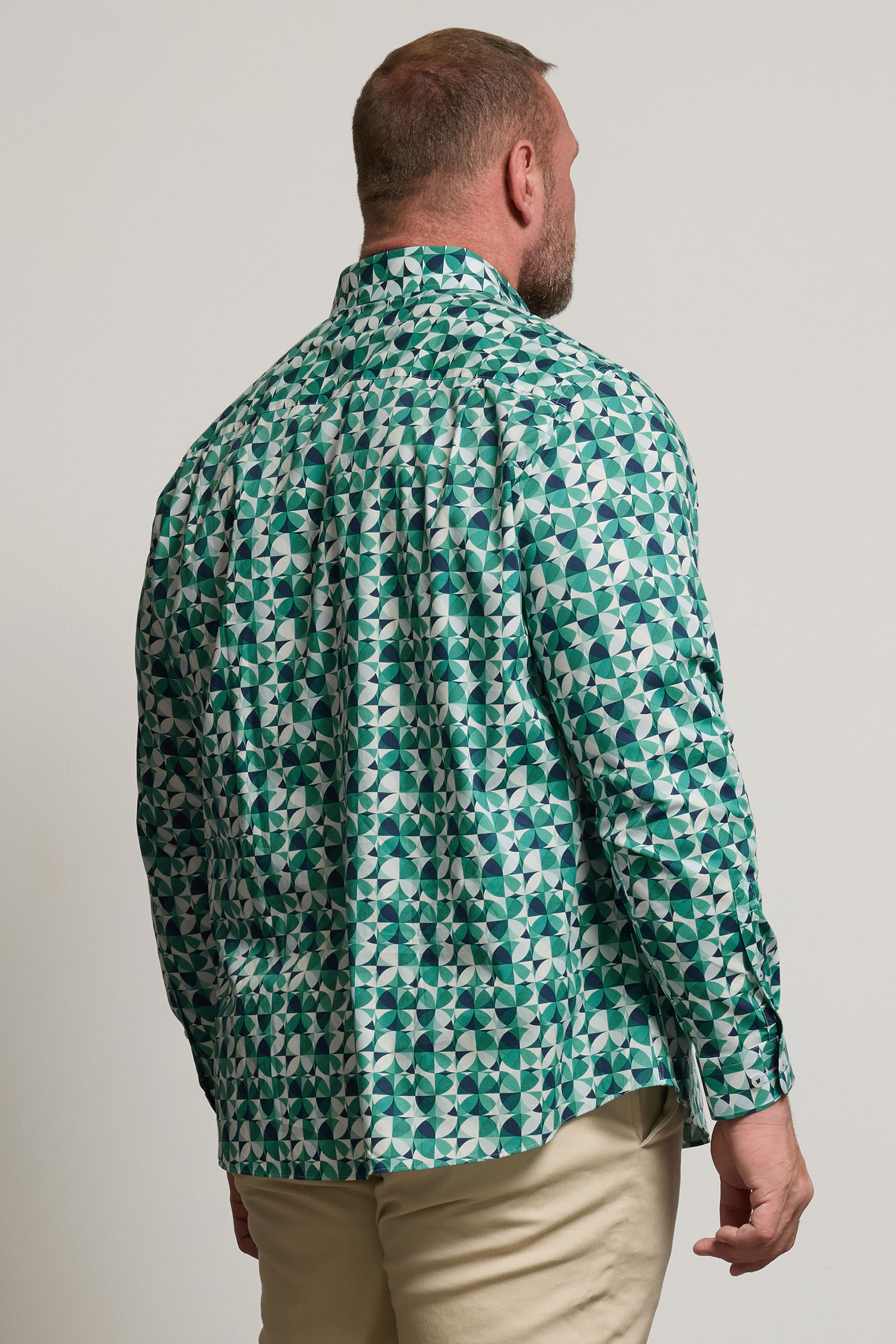 BadRhino Tailoring Big & Tall Green Premium Geometric Long Sleeve Shirt | BadRhino 4