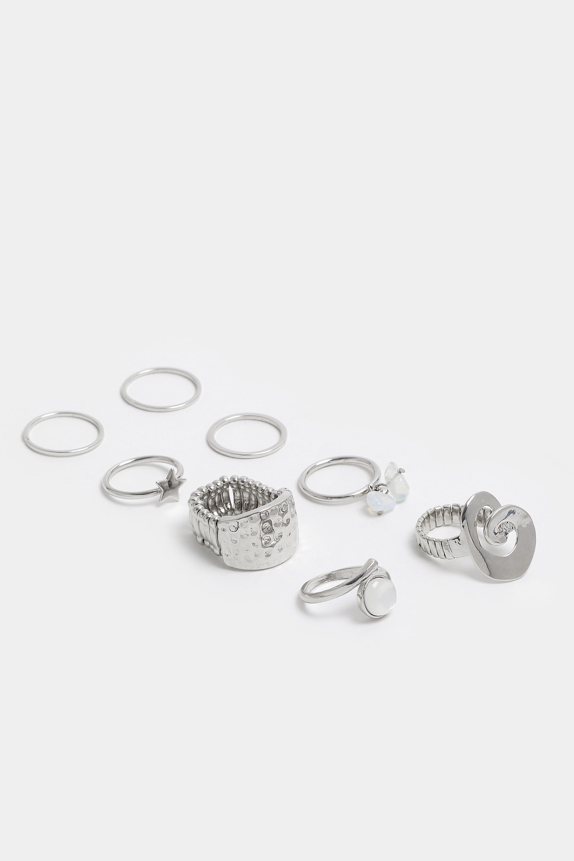 8 PACK Silver Tone Star Ring Set | Yours Clothing 3