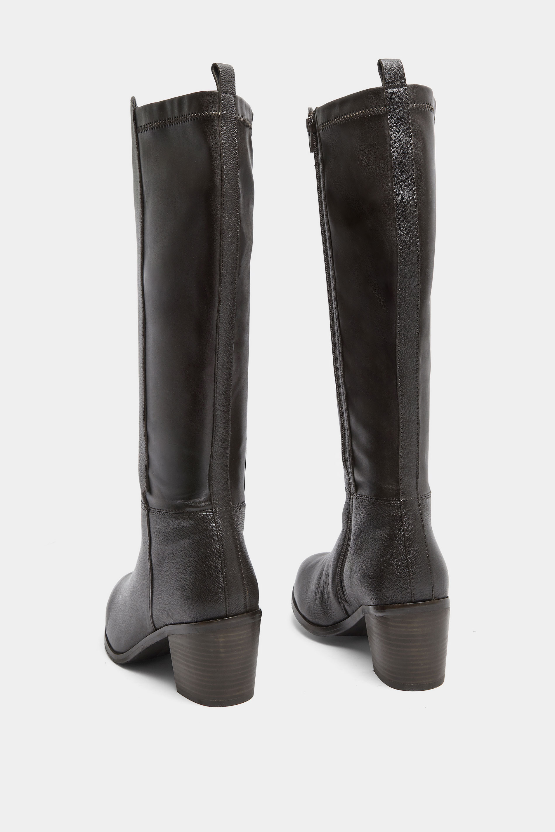 Dark Brown Real Leather Knee High Boots In Wide E Fit | Yours Clothing 4
