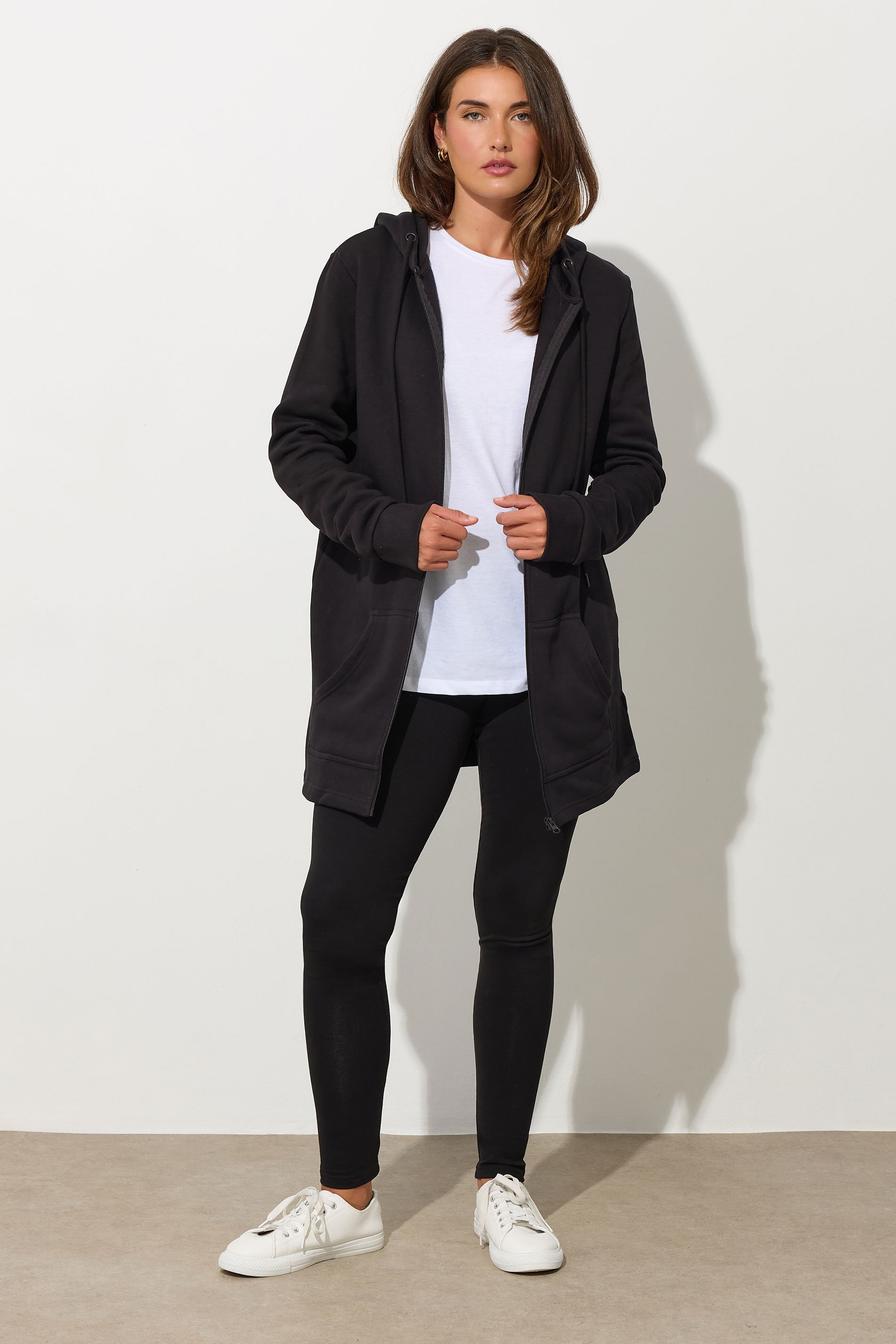 LTS Tall Women's Black Cotton Longline Hoodie | Long Tall Sally 2