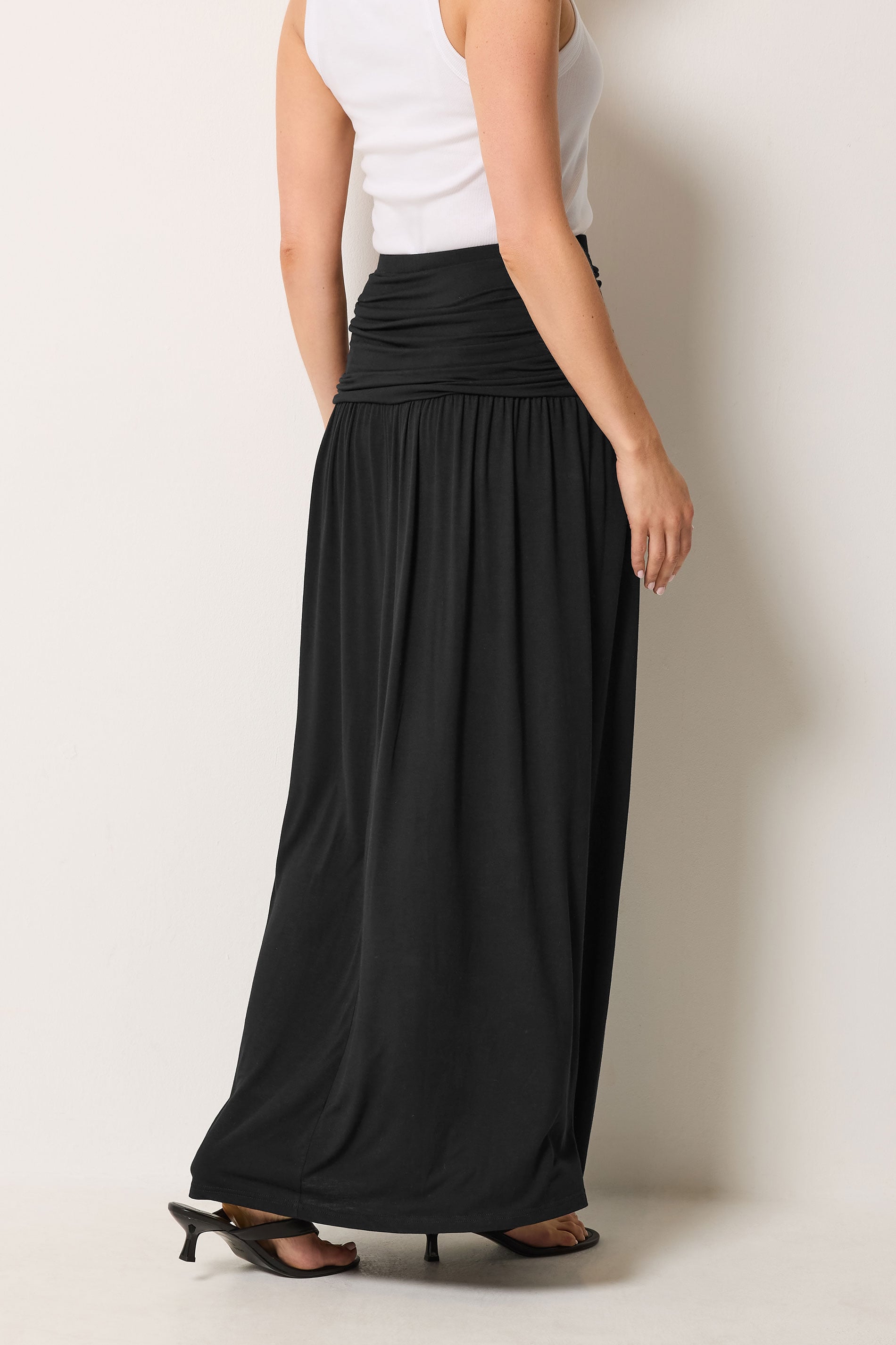 LTS Tall Women's Black Ruched Waist Maxi Skirt | Long Tall Sally 2