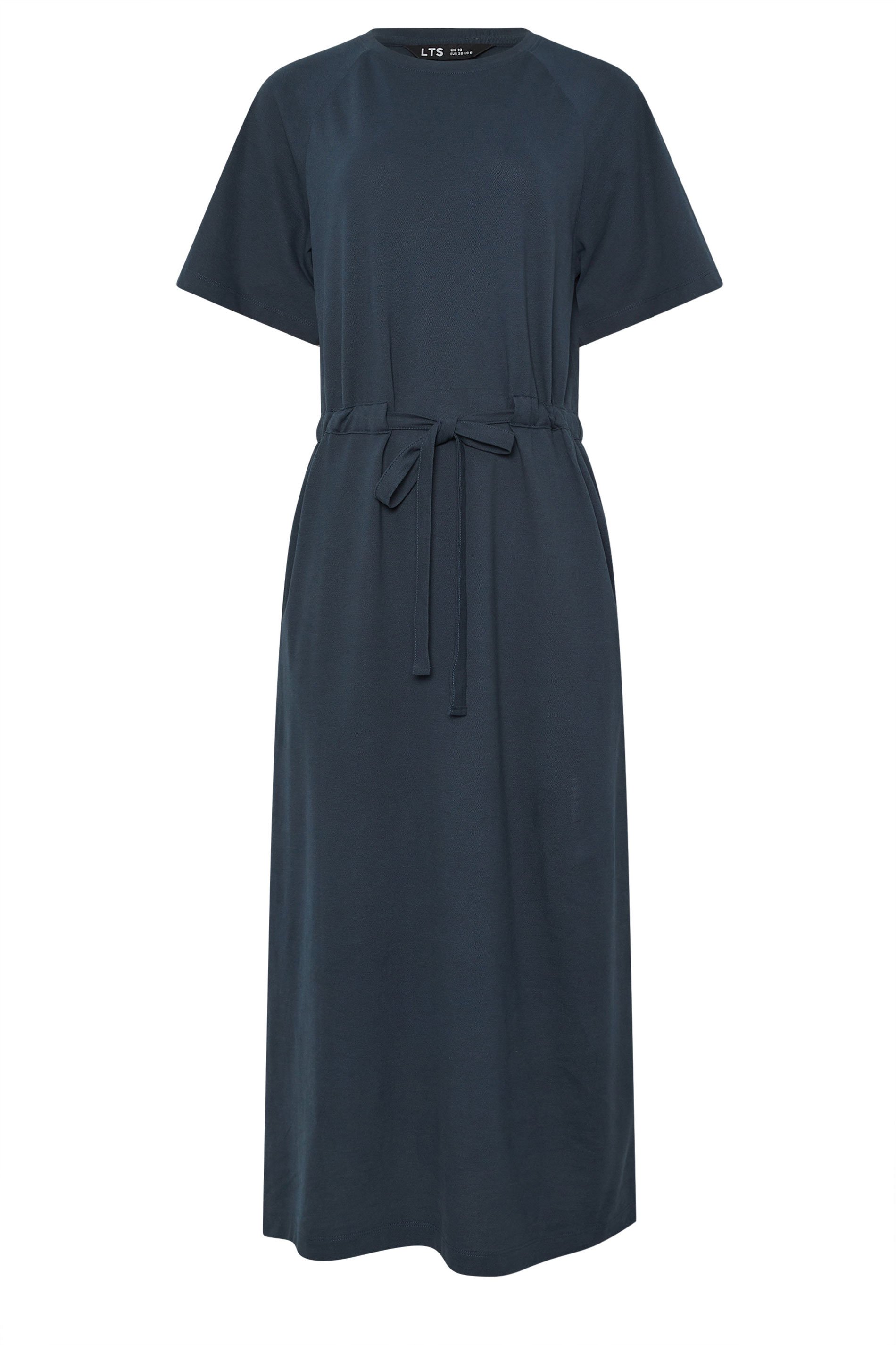 LTS Tall Women's Navy Blue Raglan Tie Waist Midi Dress | Long Tall Sally 2