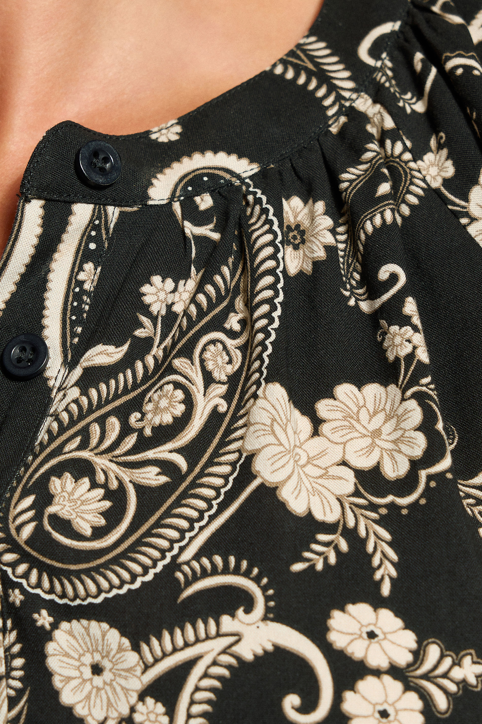 LTS Tall Black Paisley Placket Blouse | Long Tall Sally 5