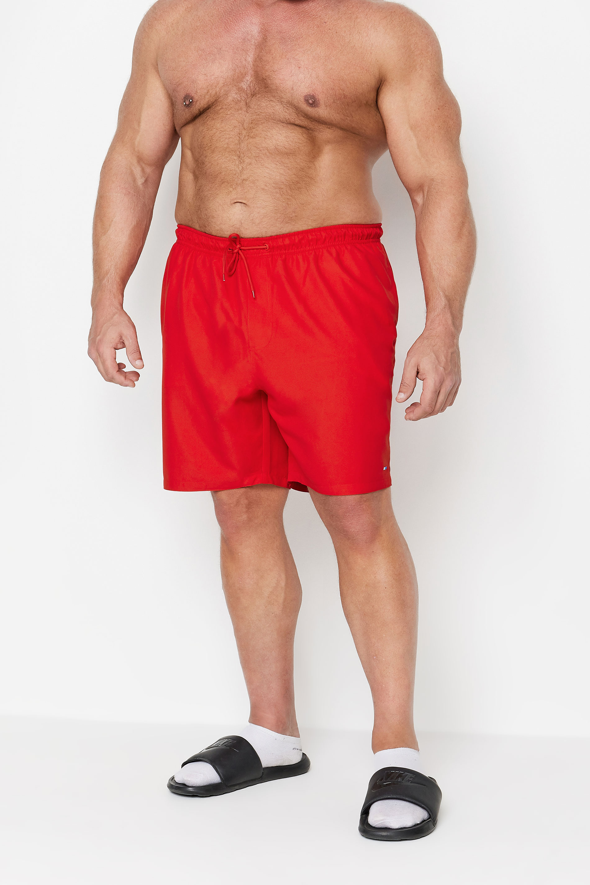 BadRhino Big & Tall Red Plain Swim Shorts | BadRhino 1