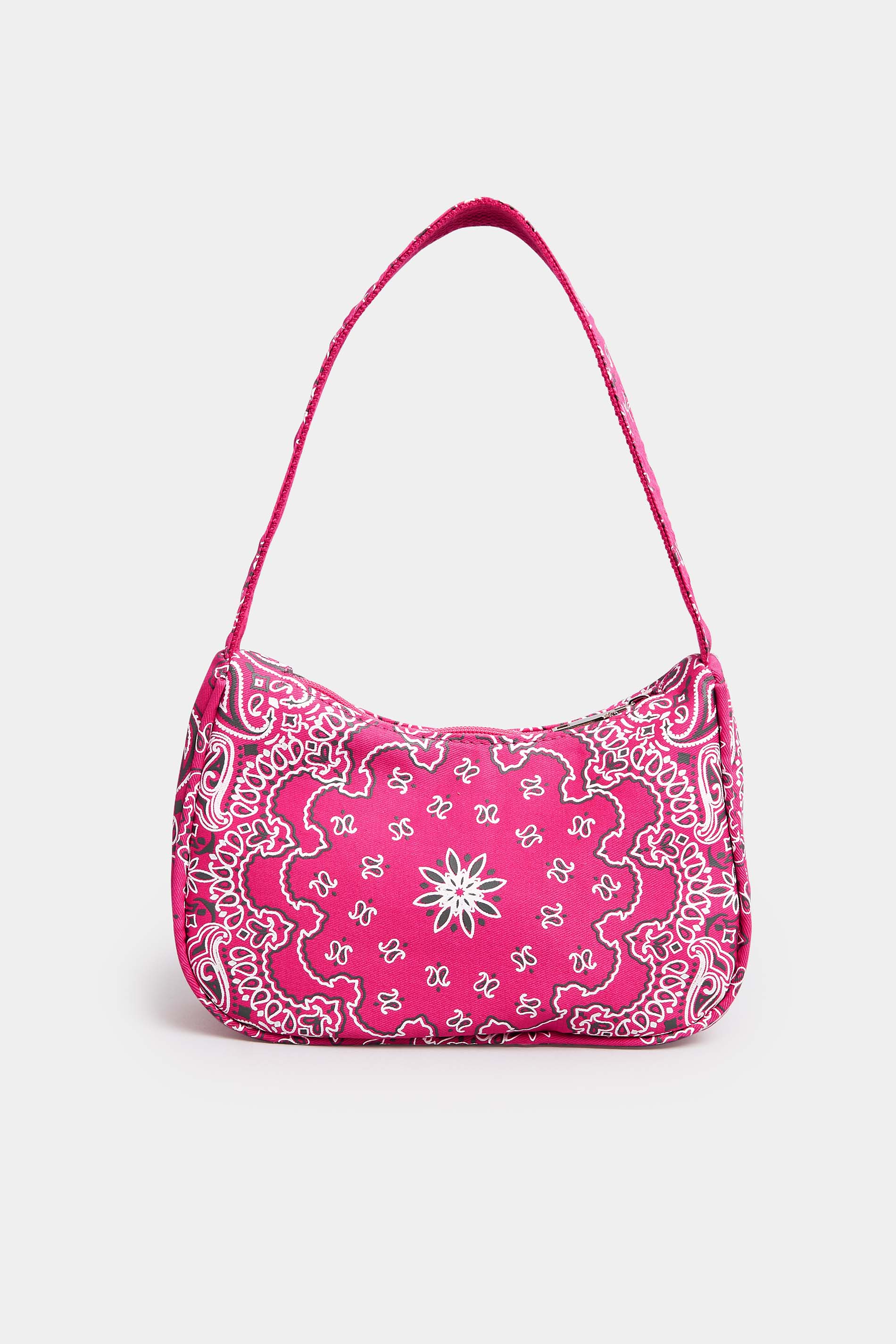 Pink Paisley Print Shoulder Bag | Yours Clothing 3