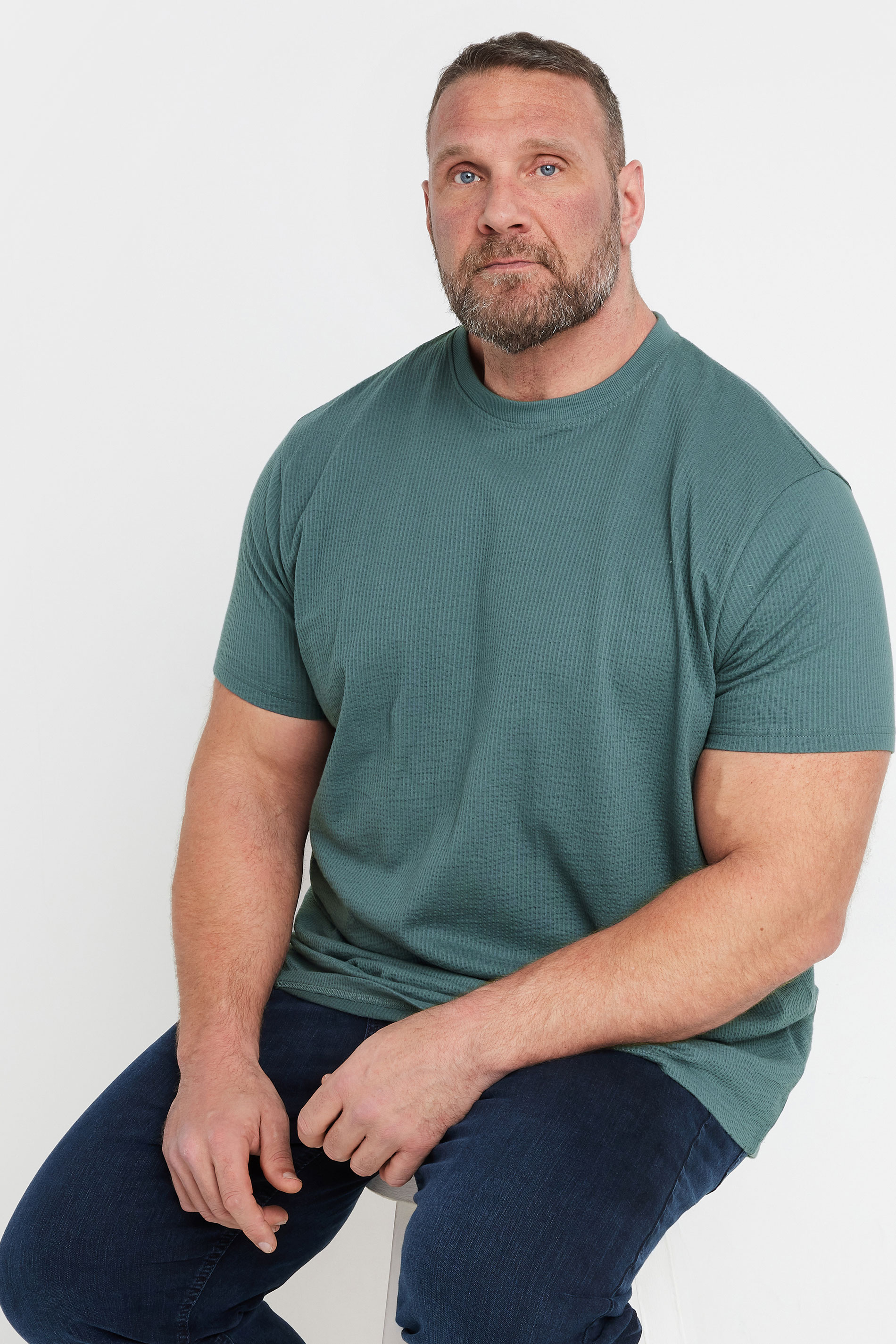BadRhino Big & Tall Green Seersucker Textured T-Shirt | BadRhino 2