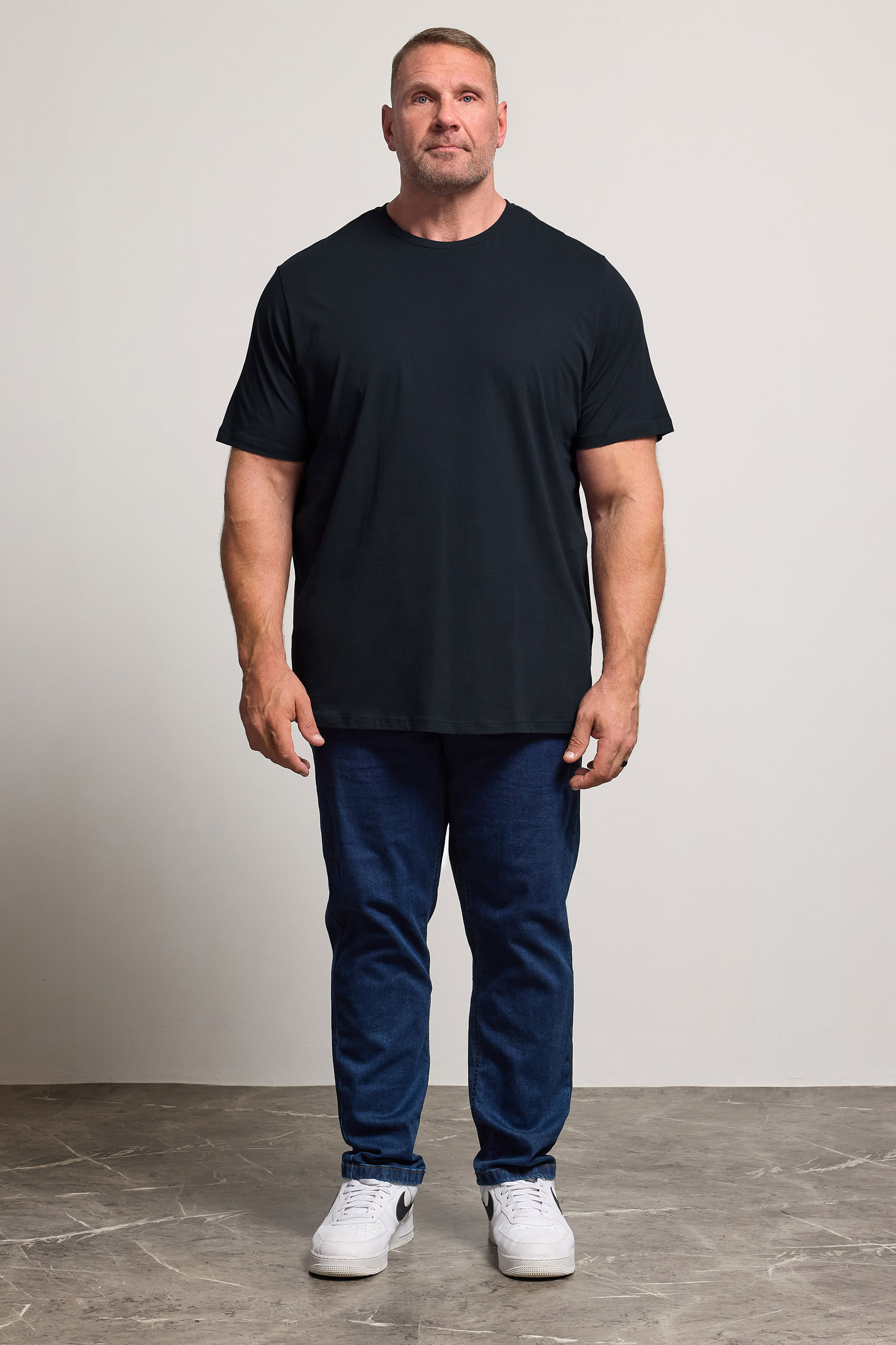 JACK & JONES Big & Tall Navy Blue Jenoa Crew T-Shirt | BadRhino 1