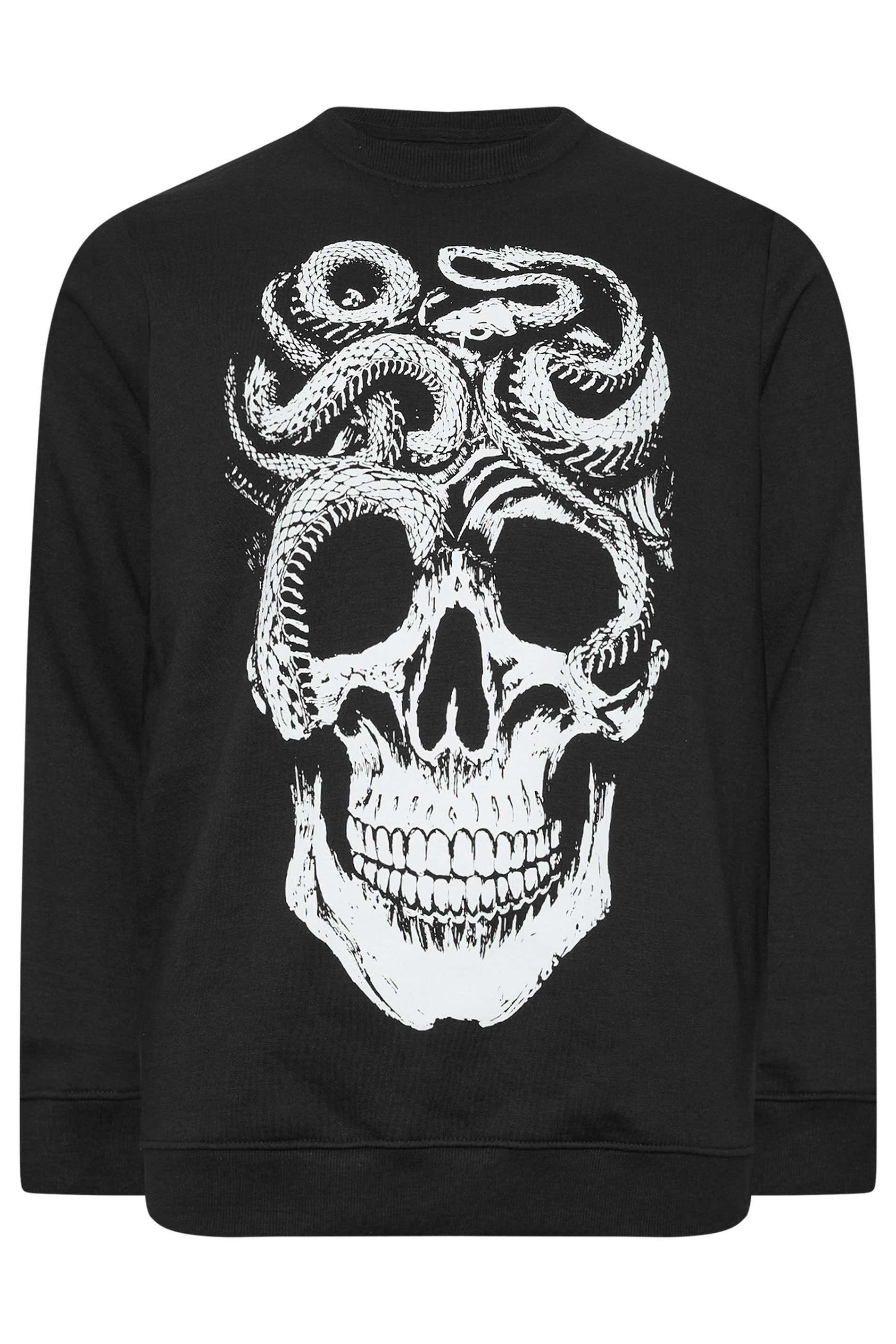BadRhino Big & Tall Black Skull & Snake Graphic Sweatshirt | BadRhino 1