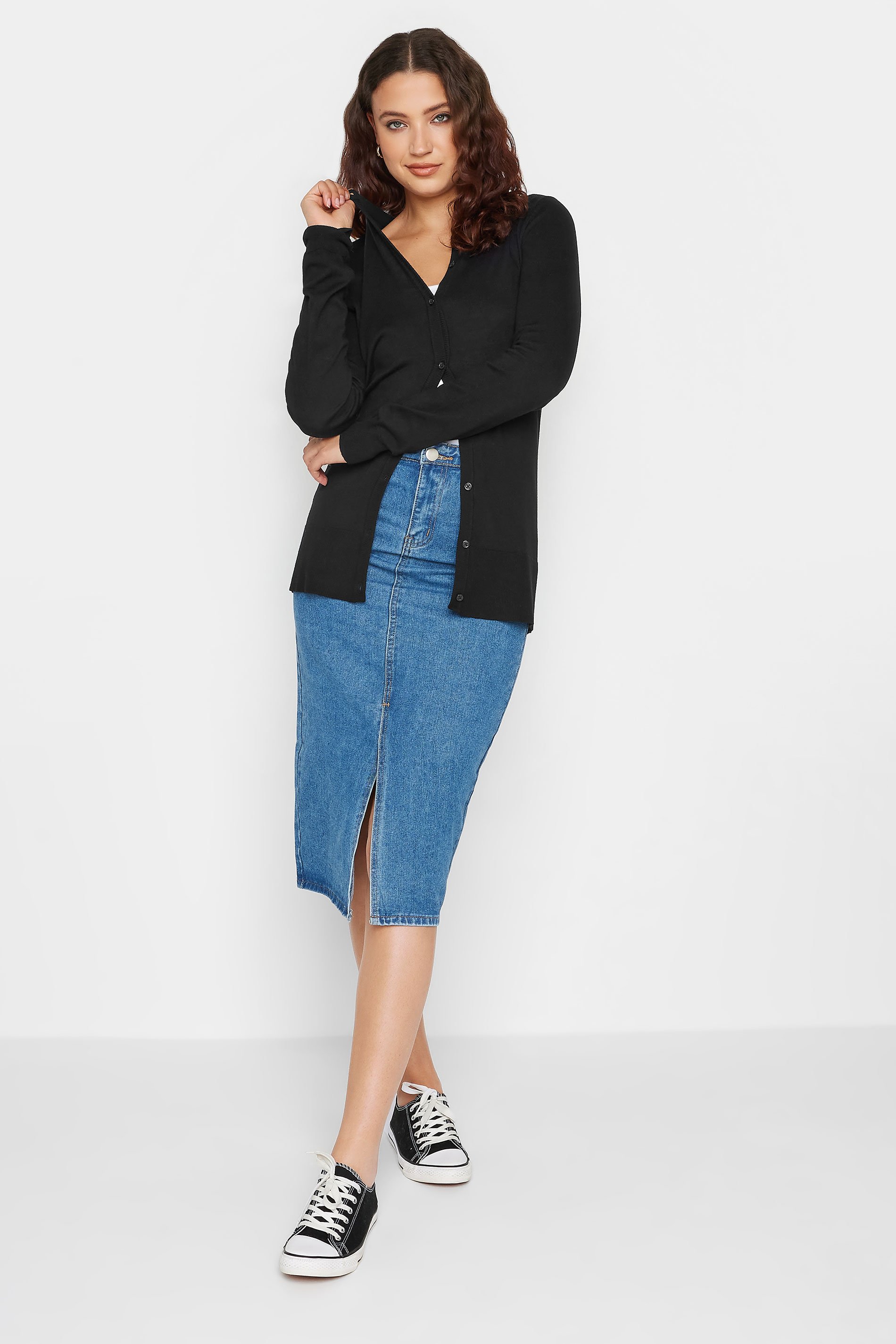 LTS Tall Black Womens Button Down Knit Cardigan | Long Tall Sally  4