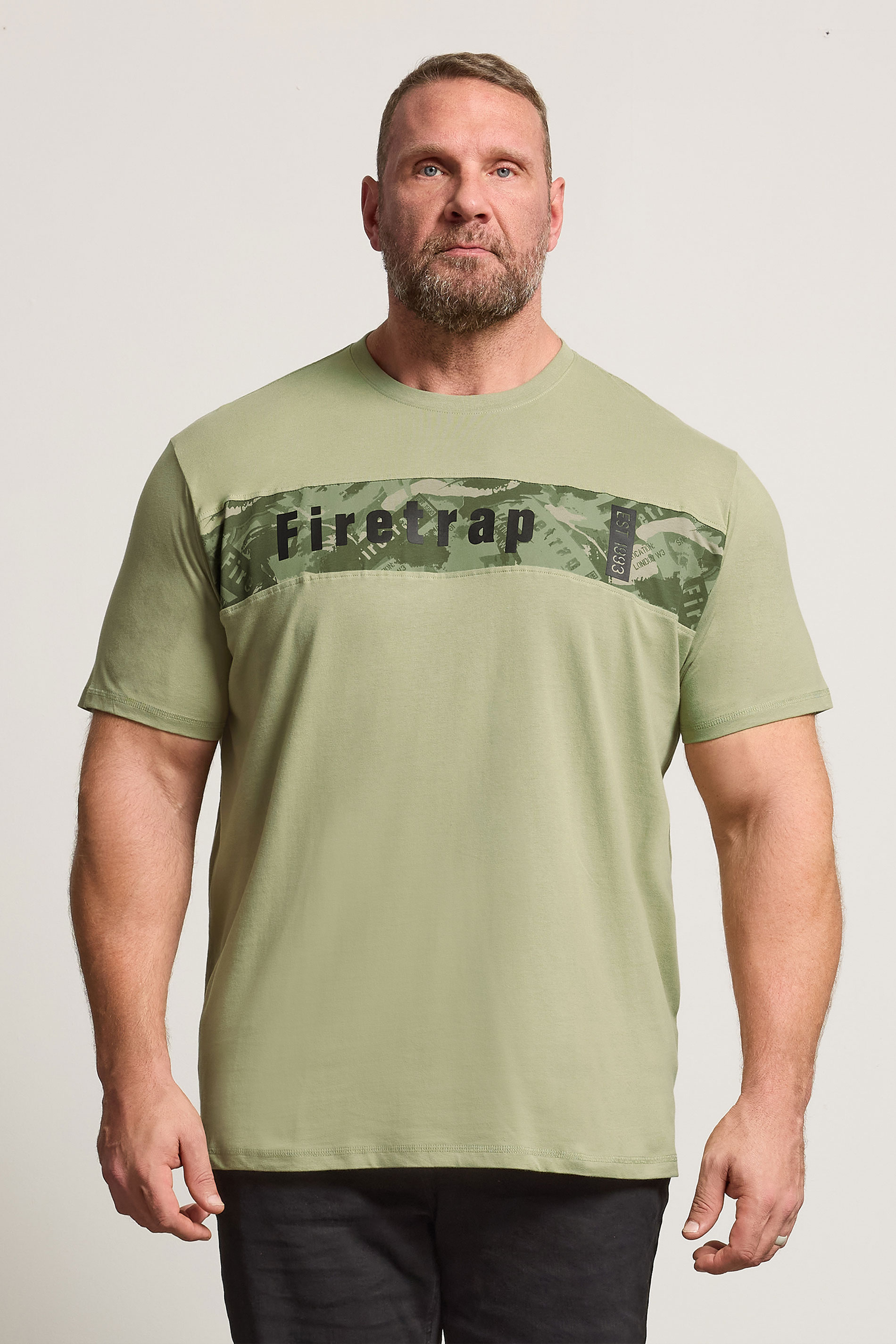 FIRETRAP Big & Tall Green Logo Print T-Shirt | BadRhino 1