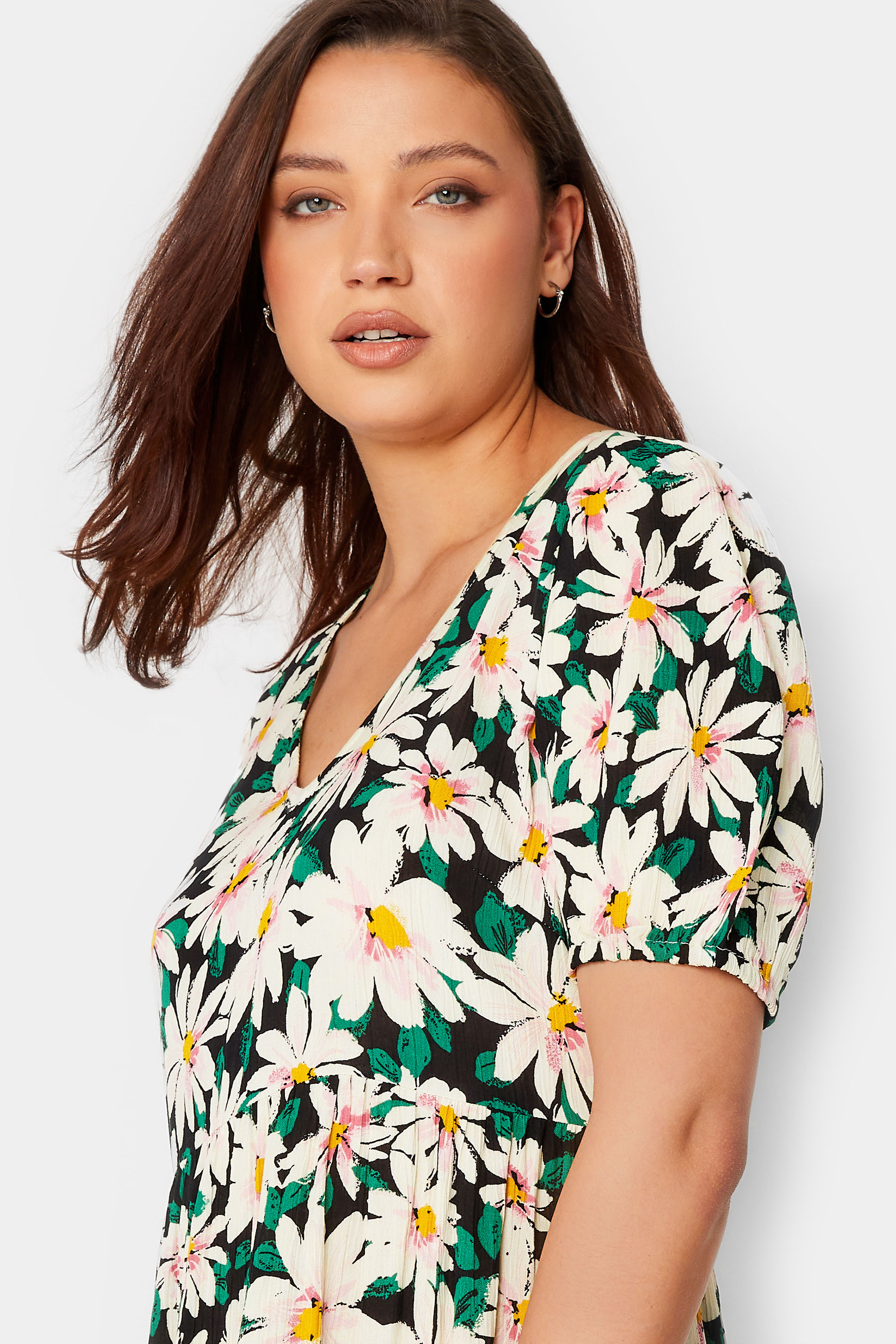 LTS Tall Women's Black Daisy Print Maxi Dress | Long Tall Sally