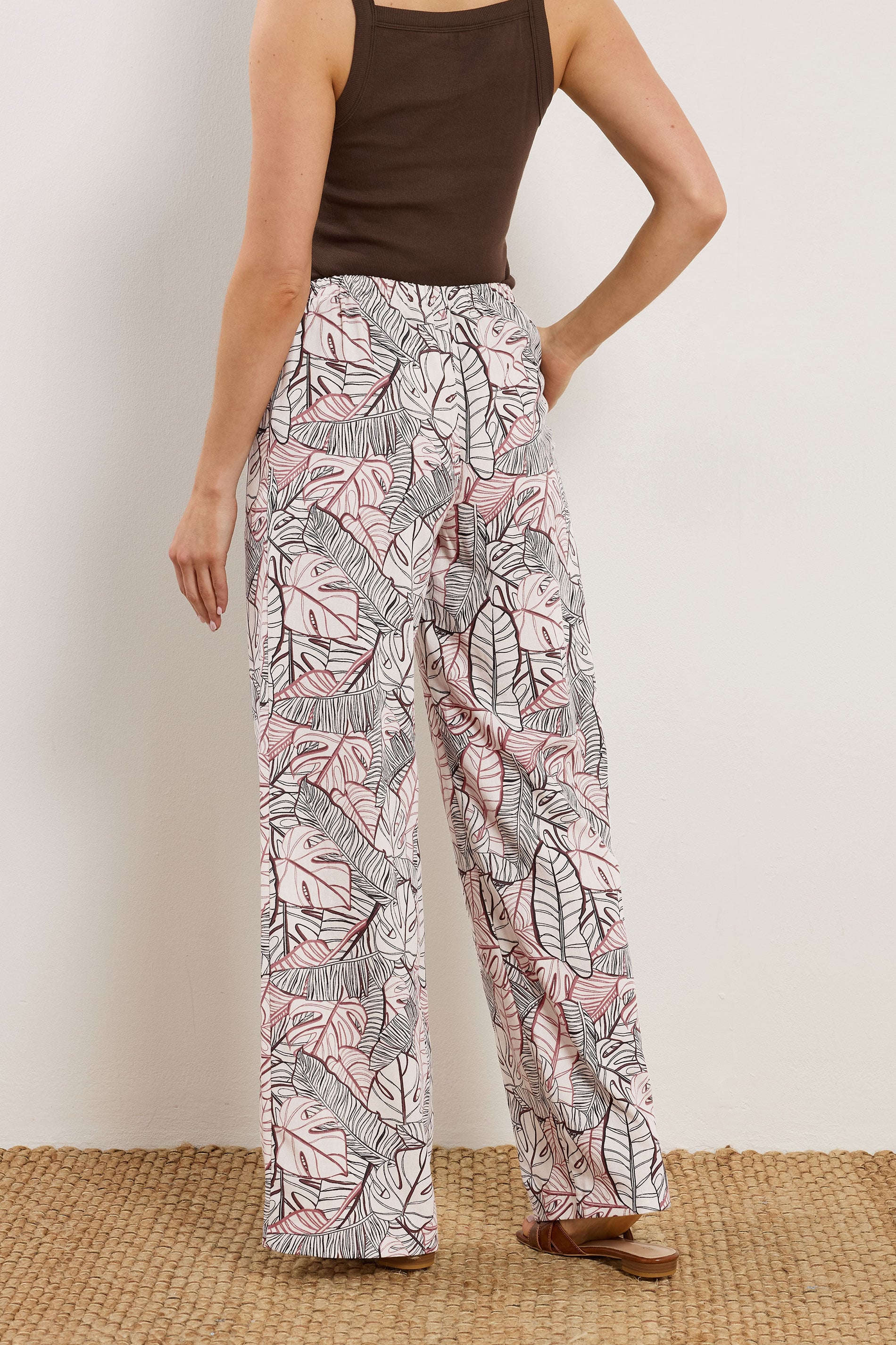 LTS Tall Women's Natural Brown Palm Wide Leg Trousers | Long Tall Sally 4