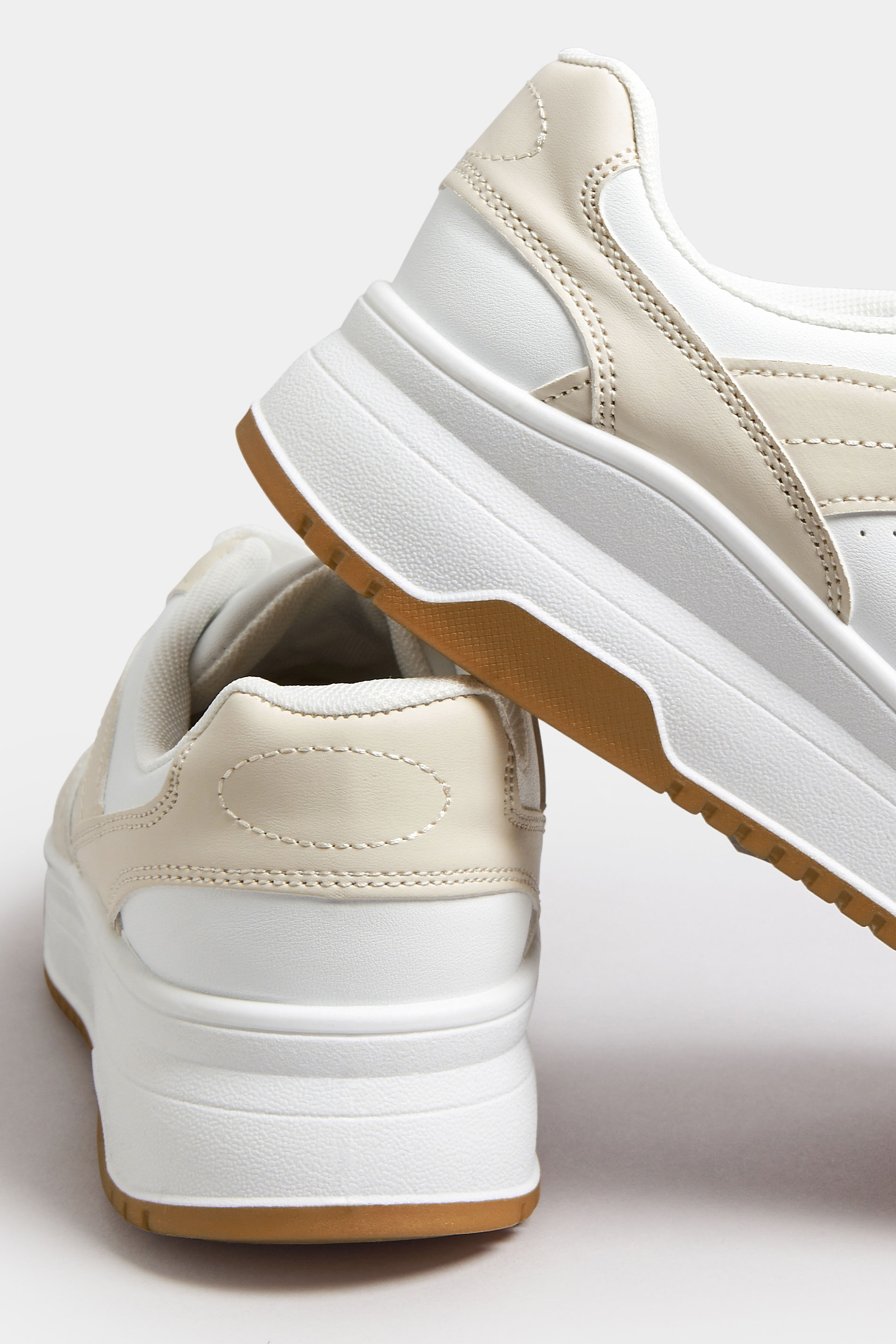 White & Beige Brown Chunky Trainers In Extra Wide EEE Fit | Yours Clothing 4