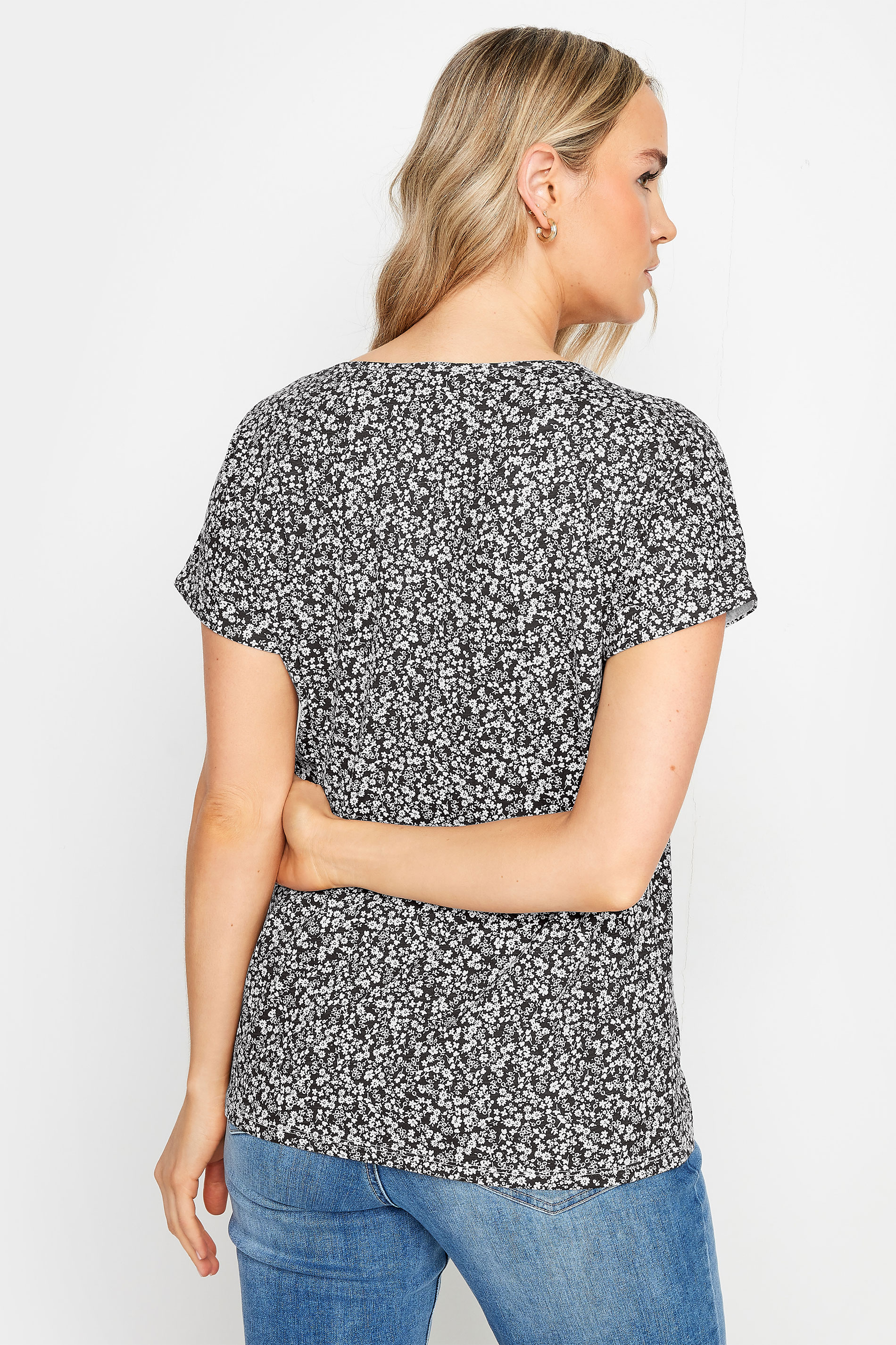 LTS 2 PACK Tall Women's Black & White Cotton Henley T-Shirts | Long Tall Sally 5