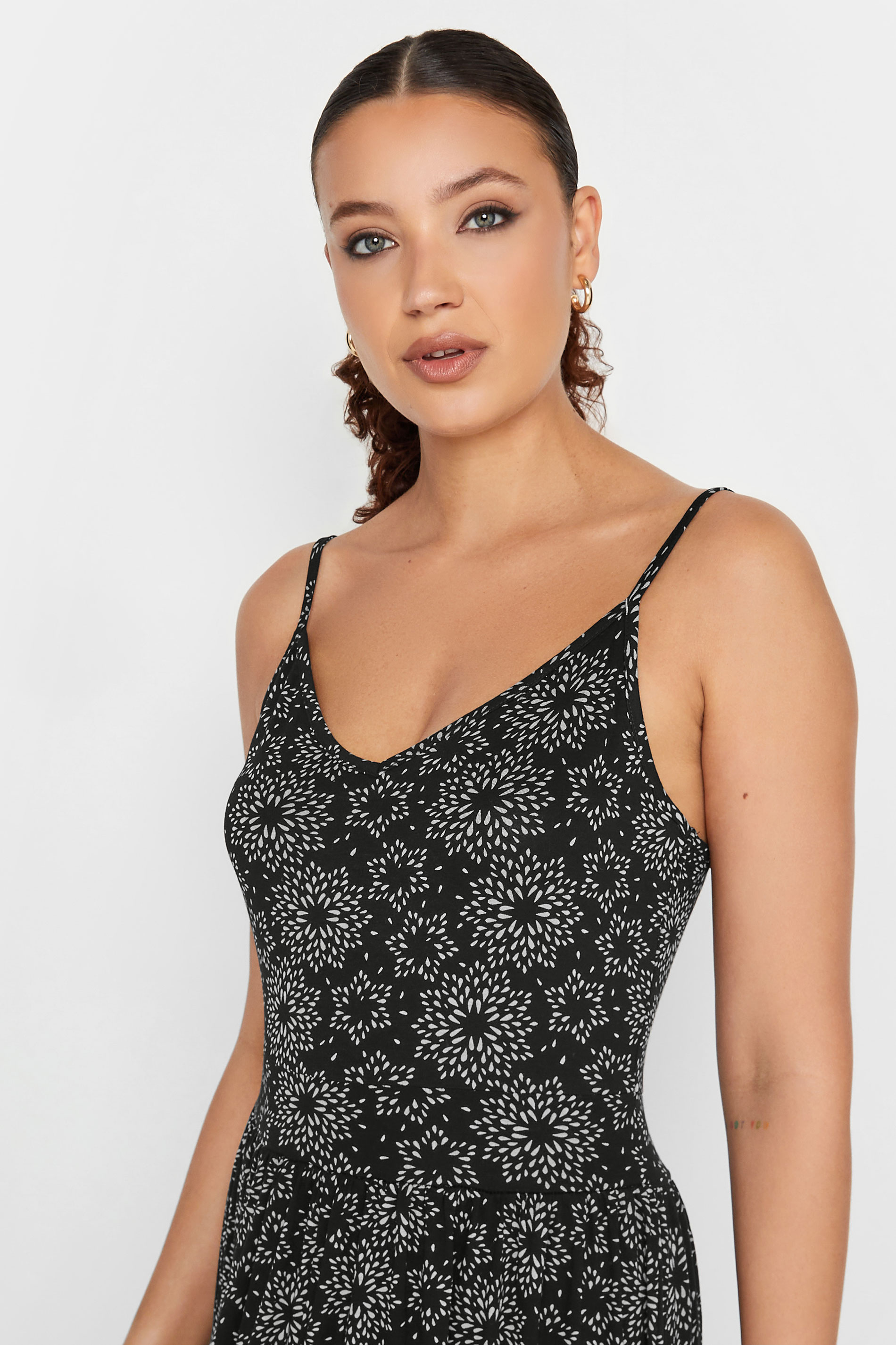 LTS Tall Black Star Burst Print Striped Maxi Dress | Long