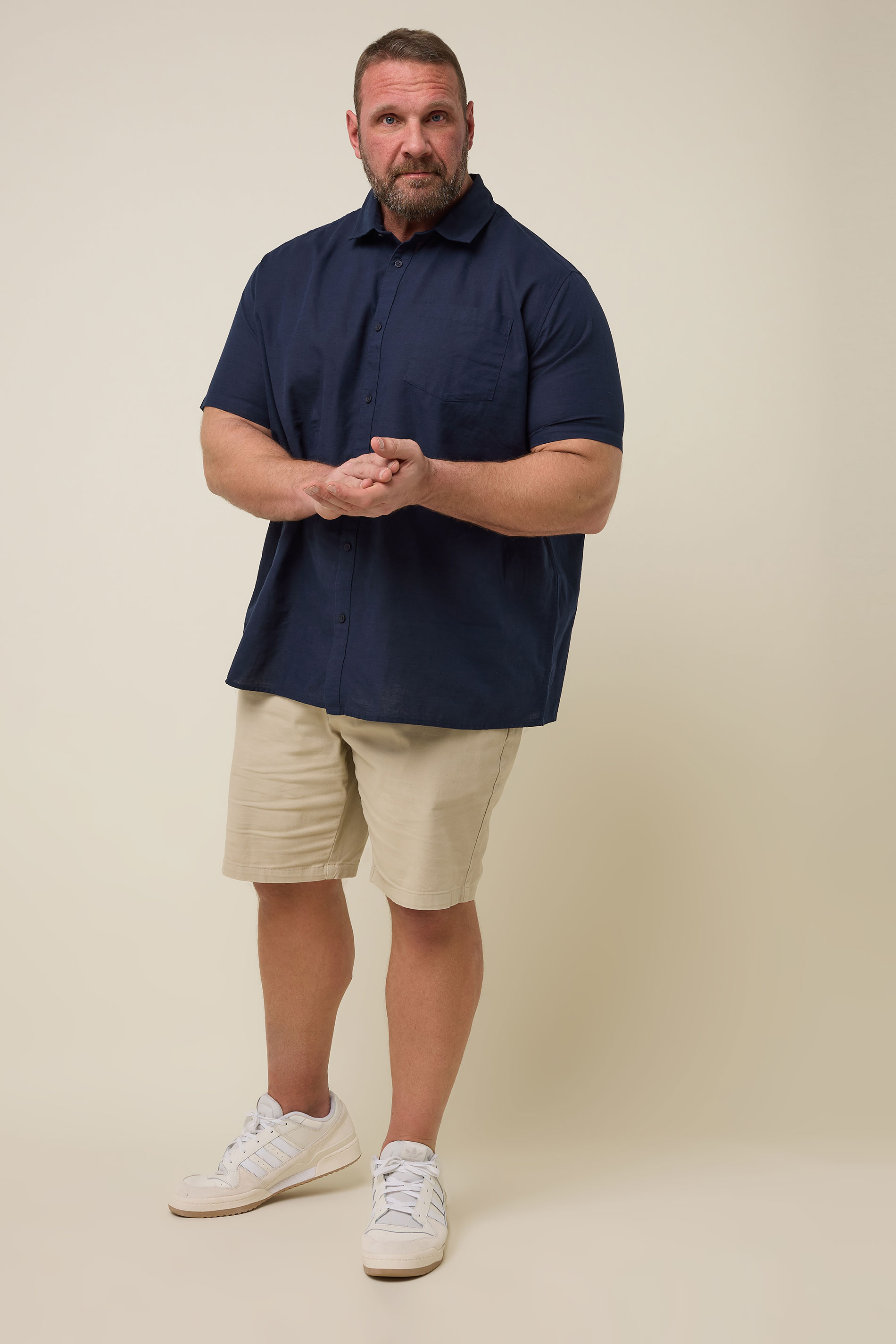BadRhino Big & Tall Navy Blue Linen Shirt | BadRhino 4