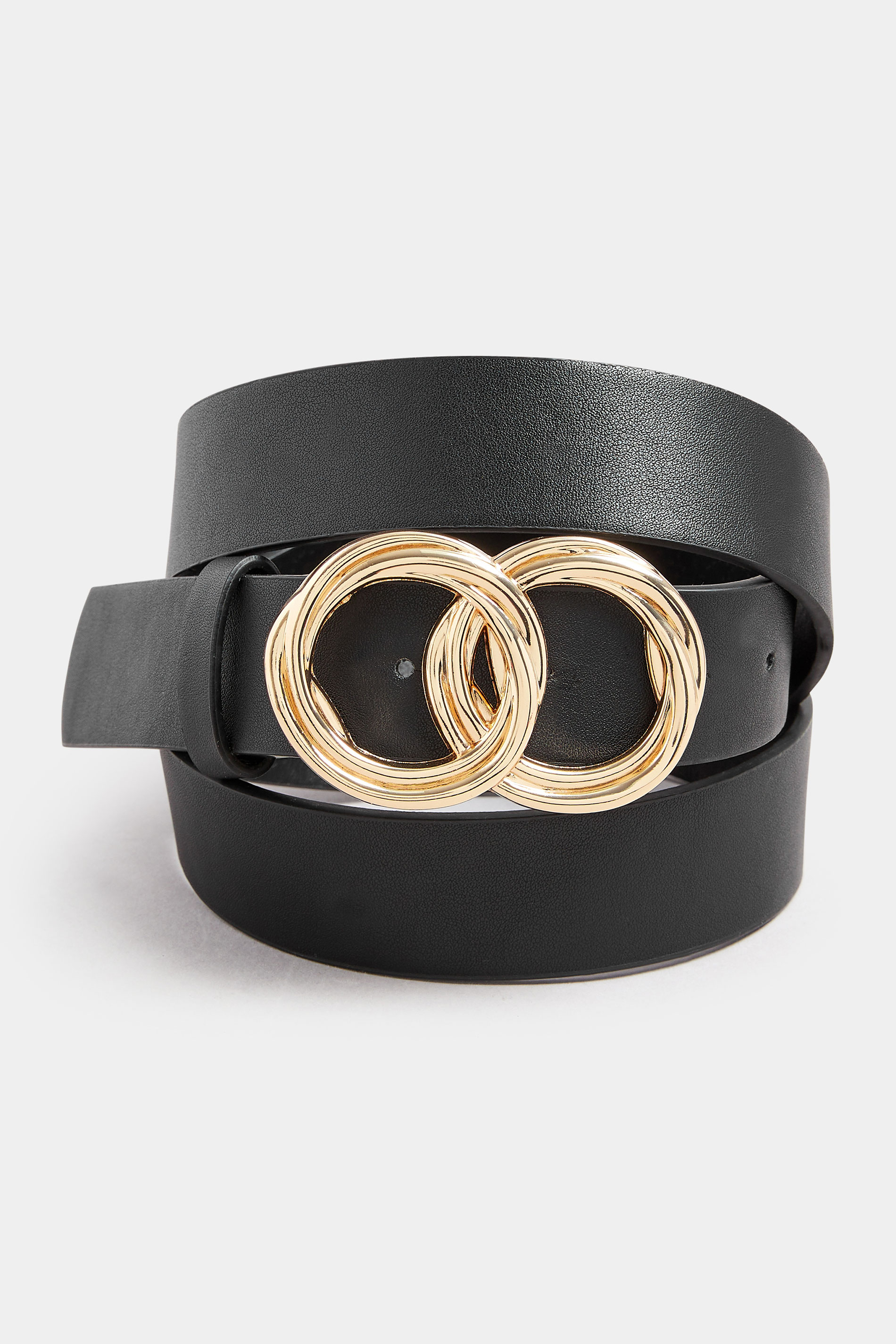 Black Twisted Double Circle Belt | Yours Clothing 2