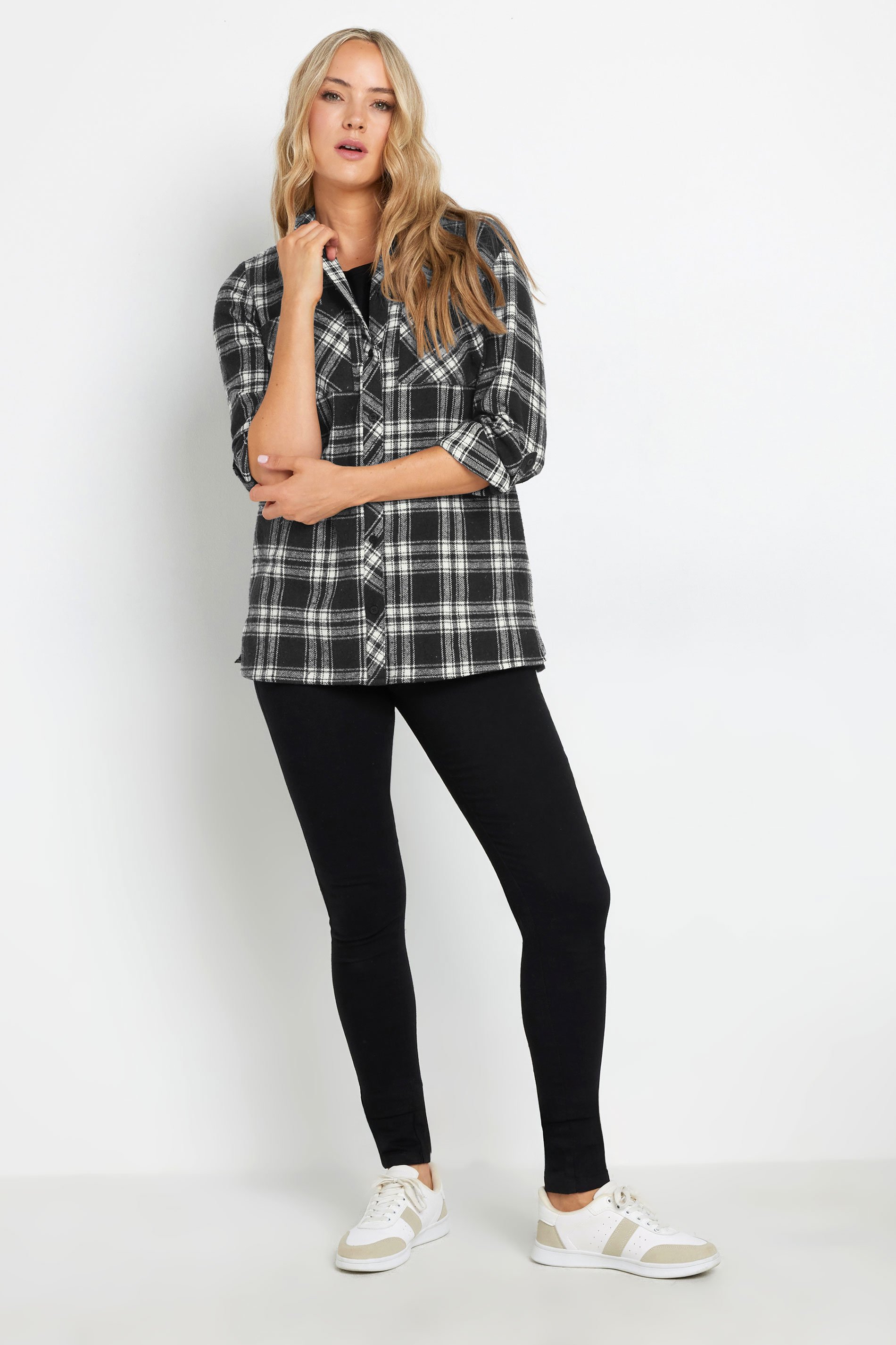 LTS Tall Black Check Rolled Sleeve Shirt | Long Tall Sally 2