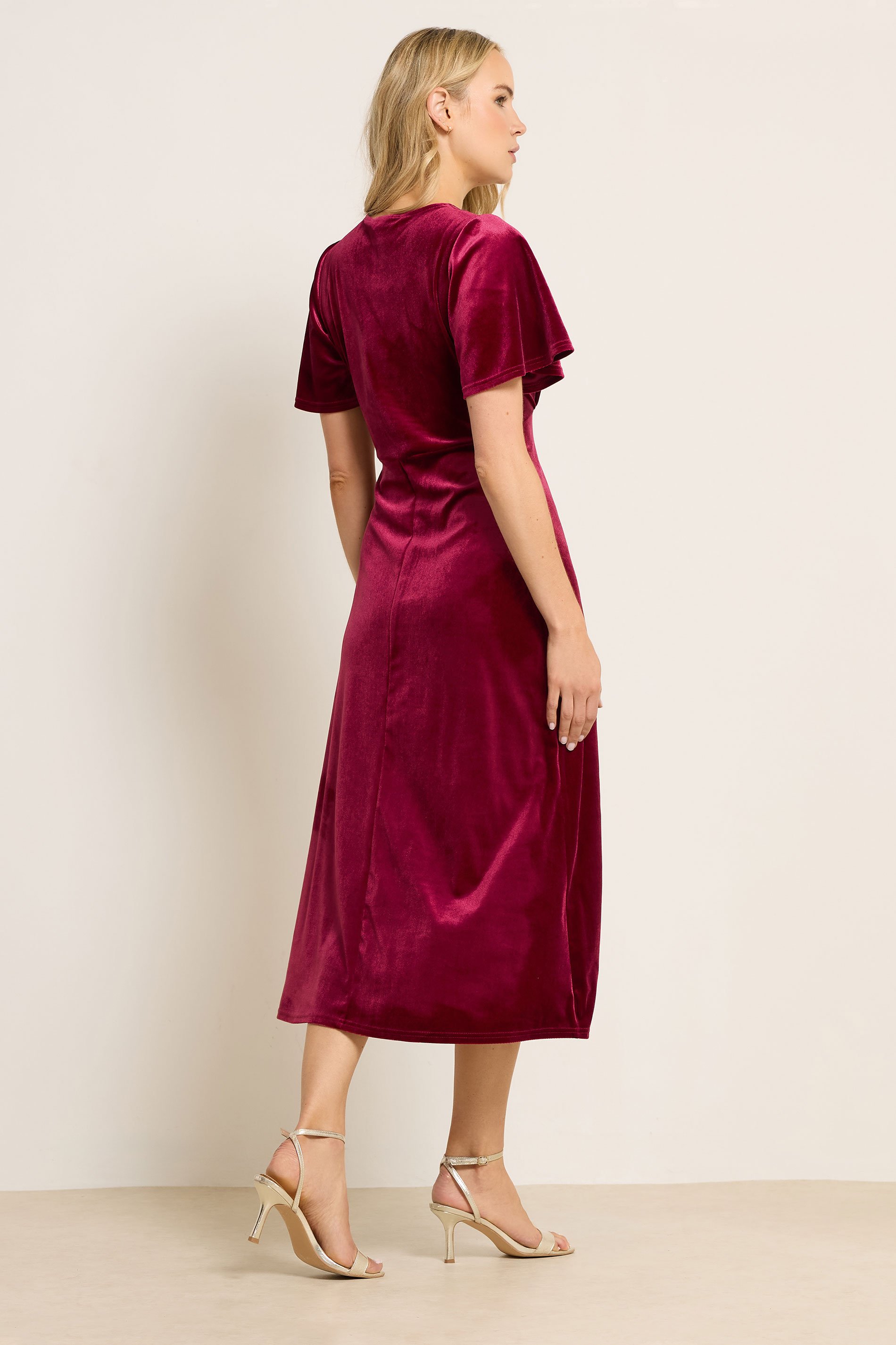 LTS Tall Red Velour Midi Tea Dress | Long Tall Sally 3