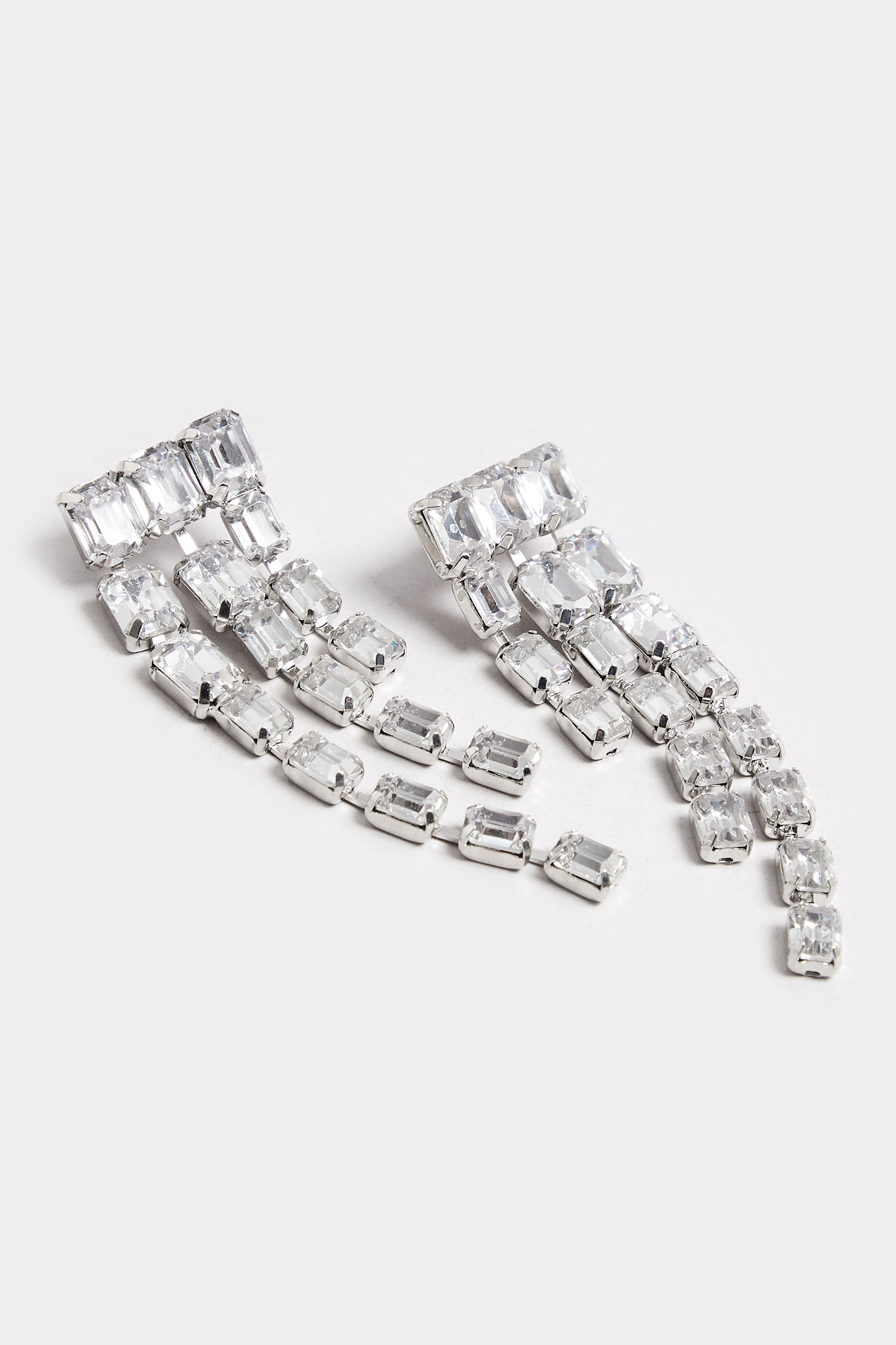 Silver Tone Diamante Statement Earrings | Yours Clothing 3