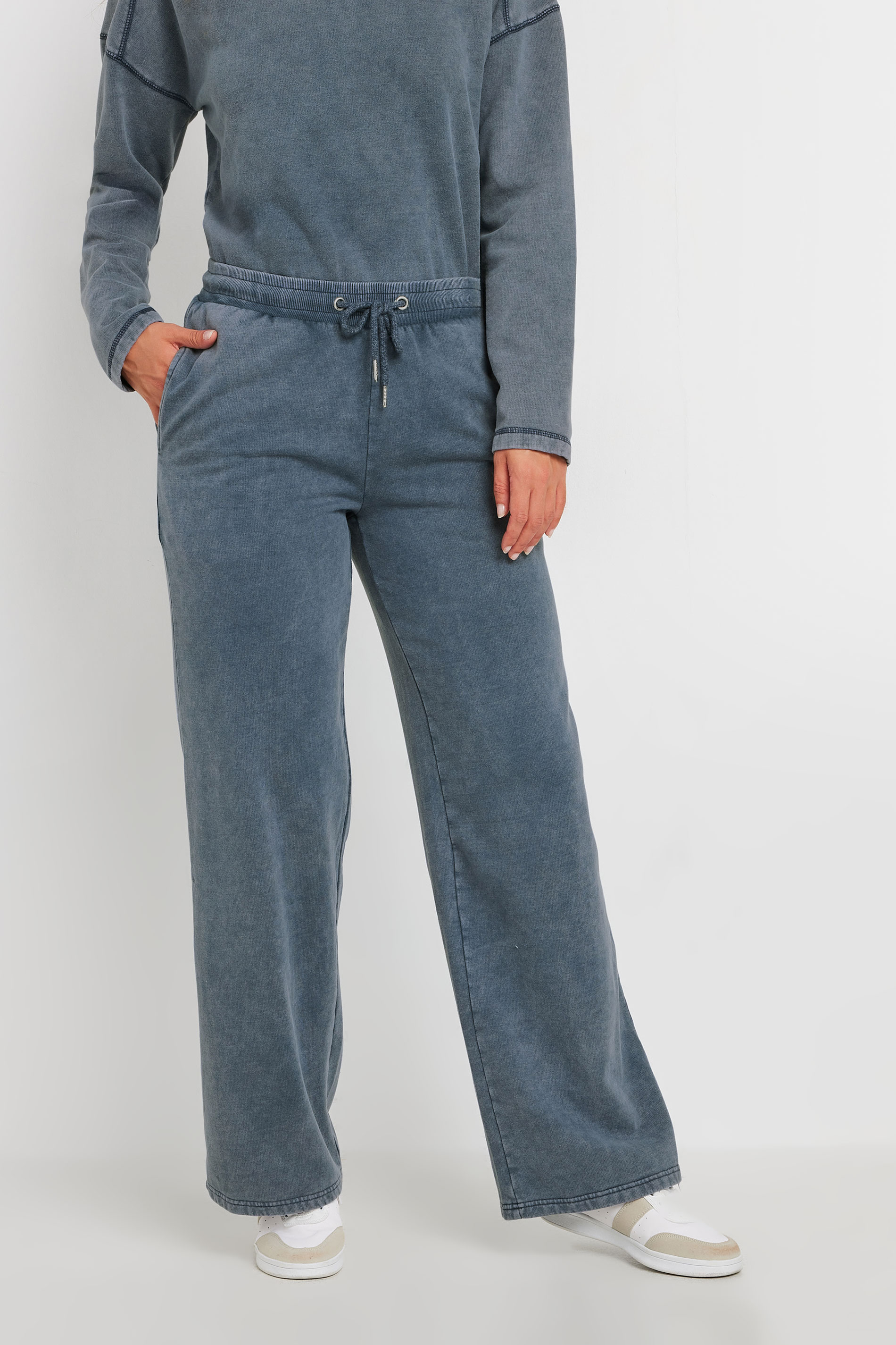 LTS Tall Navy Blue Acid Wash Straight Leg Joggers | Long Tall Sally 3