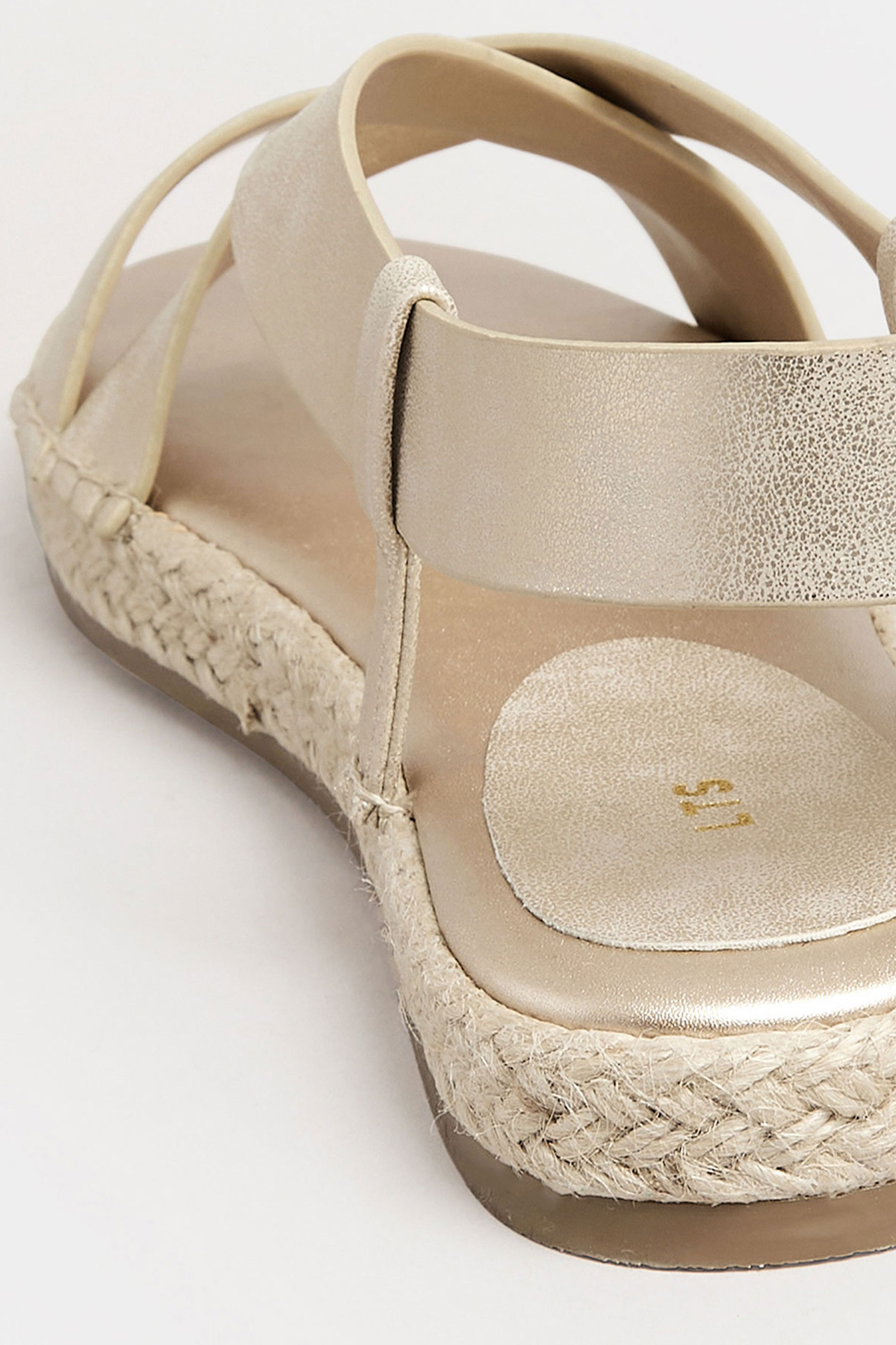LTS Gold Espadrille Crossover Strap Sandals In Standard Fit | Long Tall Sally  4