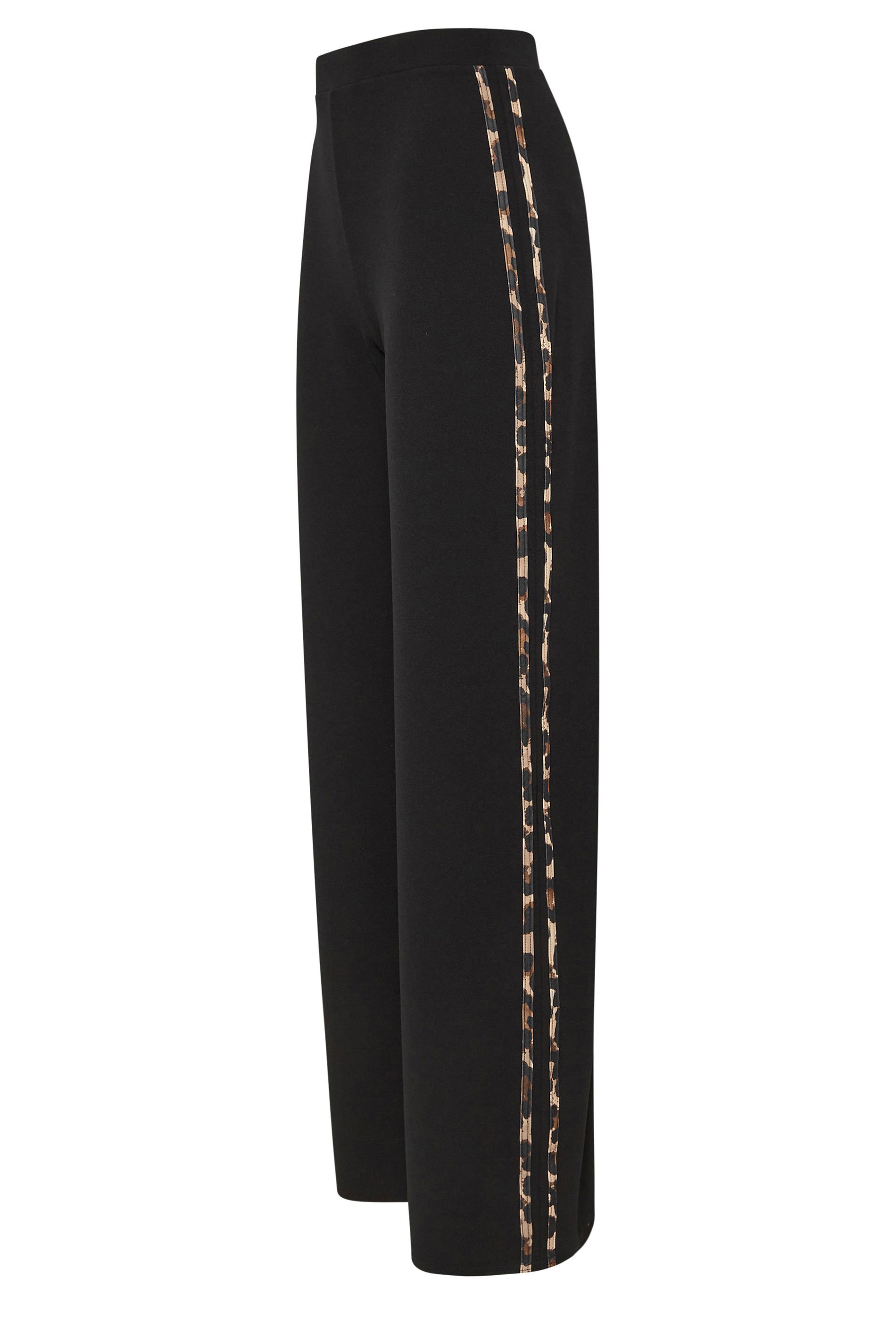 LTS Tall Black Leopard Print Stripe Trousers | Long Tall Sally 6