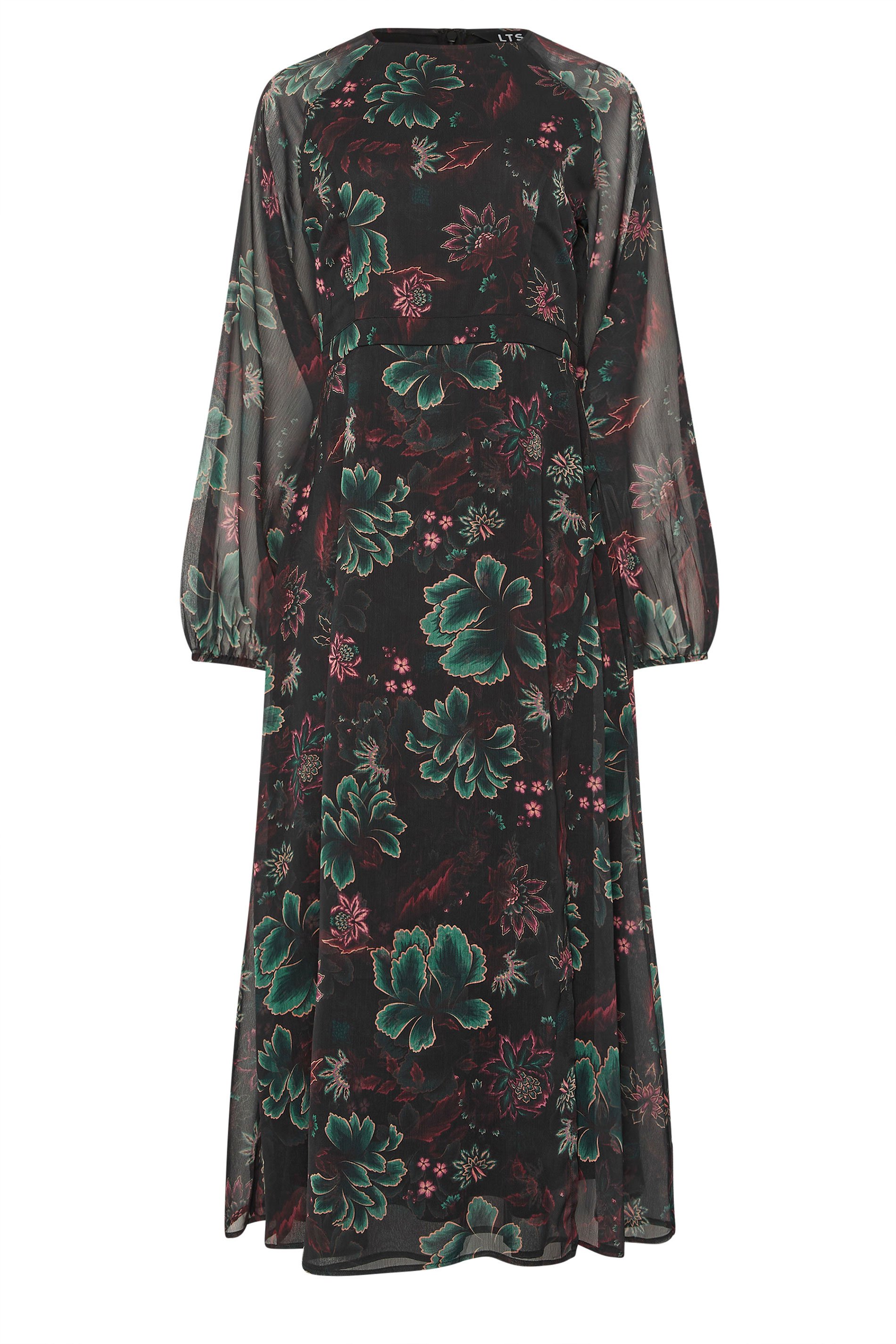 LTS Tall Black Chiffon Floral Maxi Dress | Long Tall Sally 6