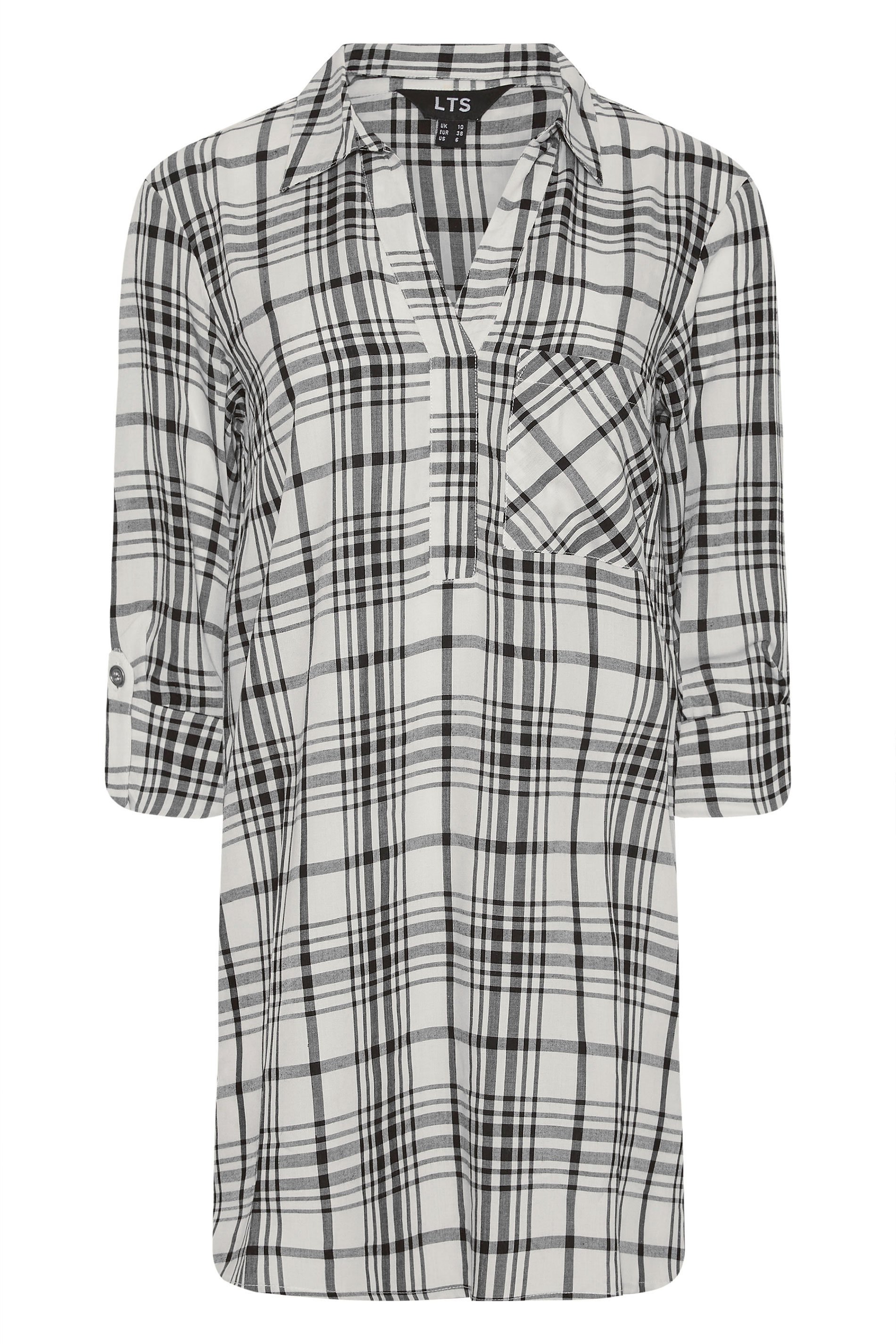 Tall Women's LTS White Check Overhead Shirt | Long Tall Sally 6
