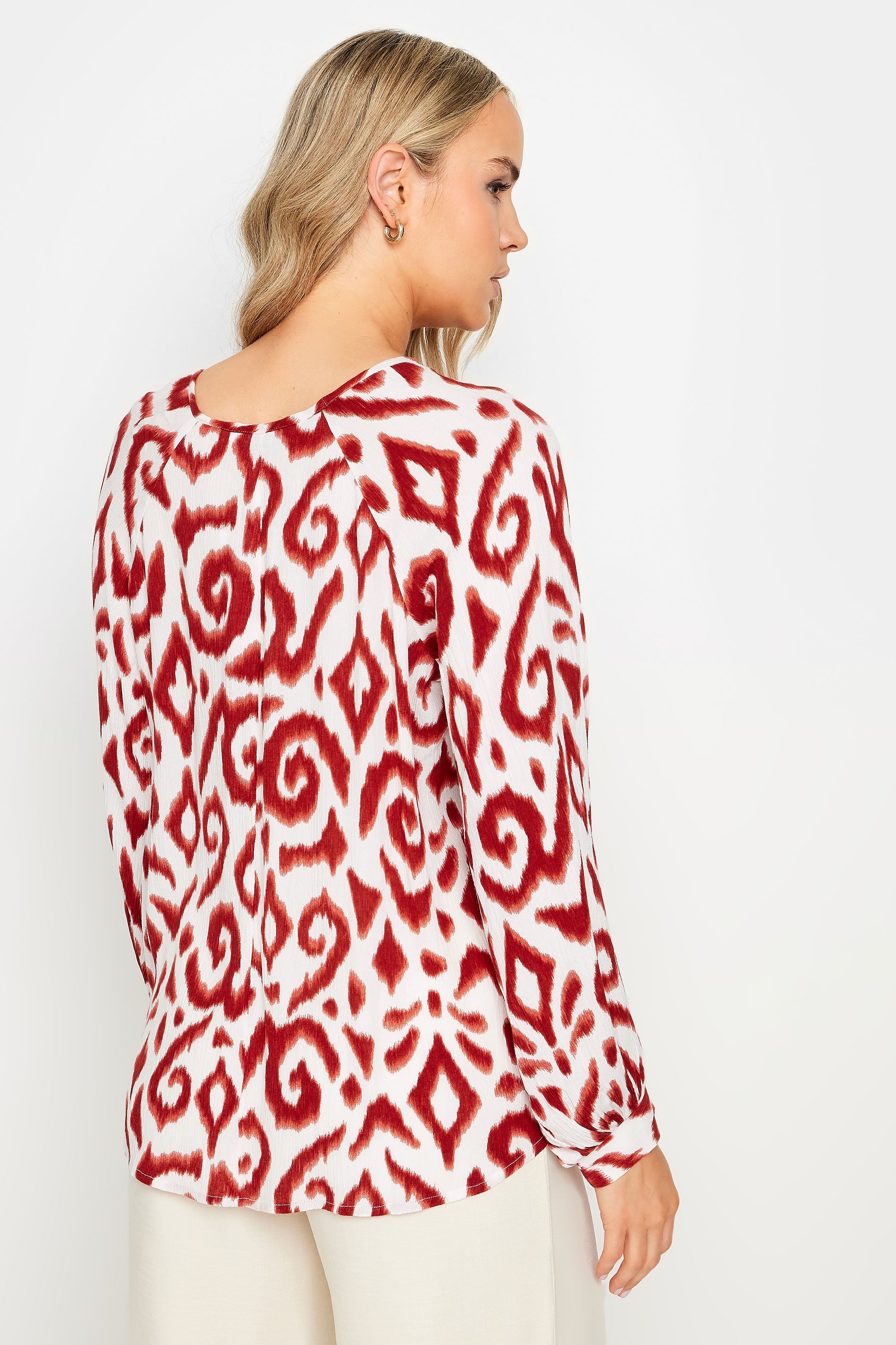 LTS Tall Women's White & Rust Orange Aztec Print Raglan Sleeve Top | Long Tall Sally 3